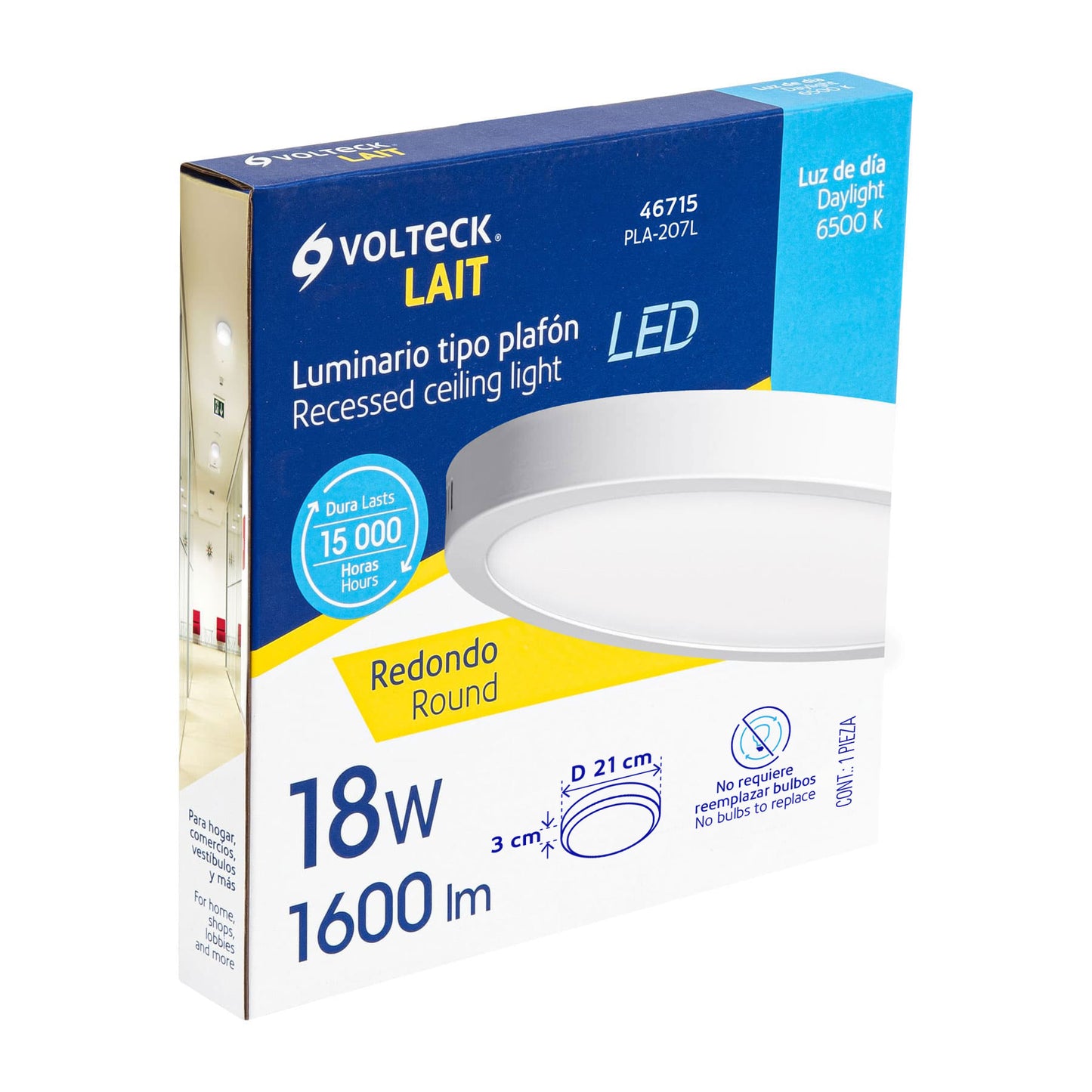 Plafón redondo, moderno, 18W, 6500K, LED, blanco