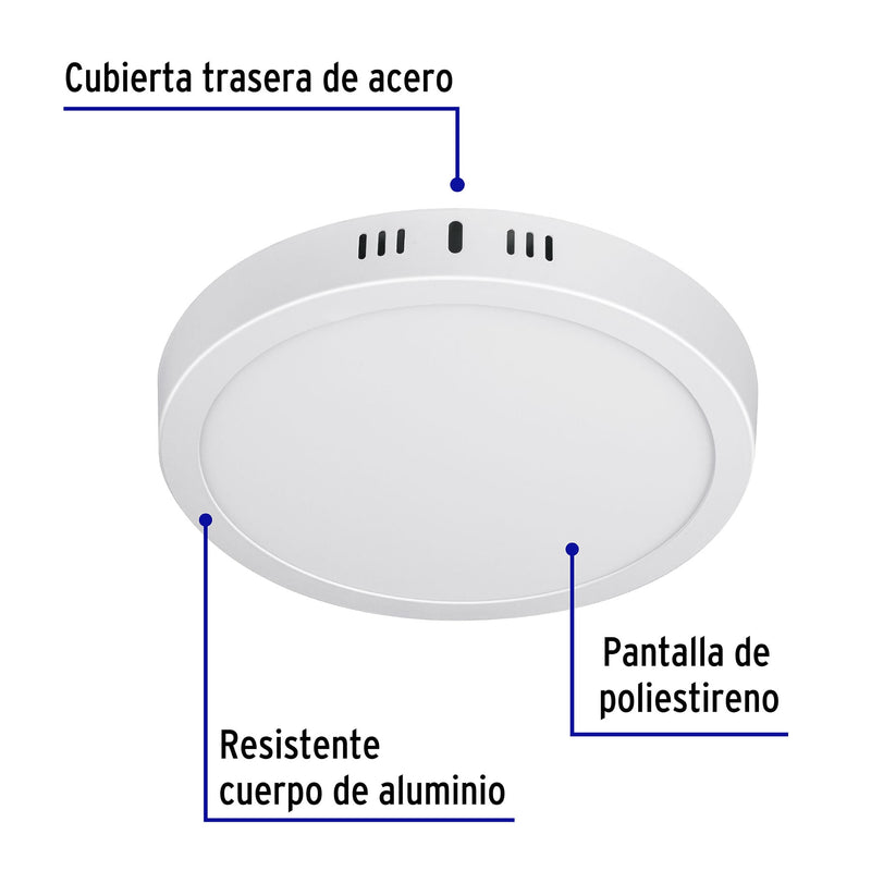 Plafón redondo, moderno, 18W, 6500K, LED, blanco