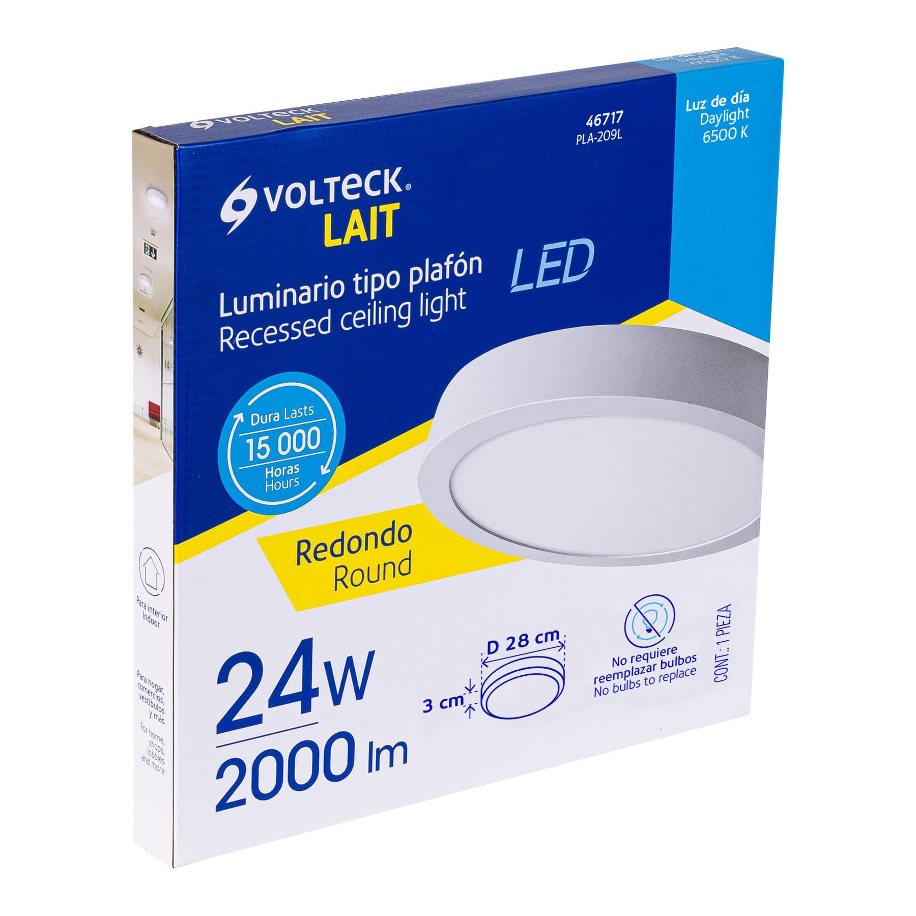 Plafón redondo, moderno, 24W, 6500K, LED, blanco