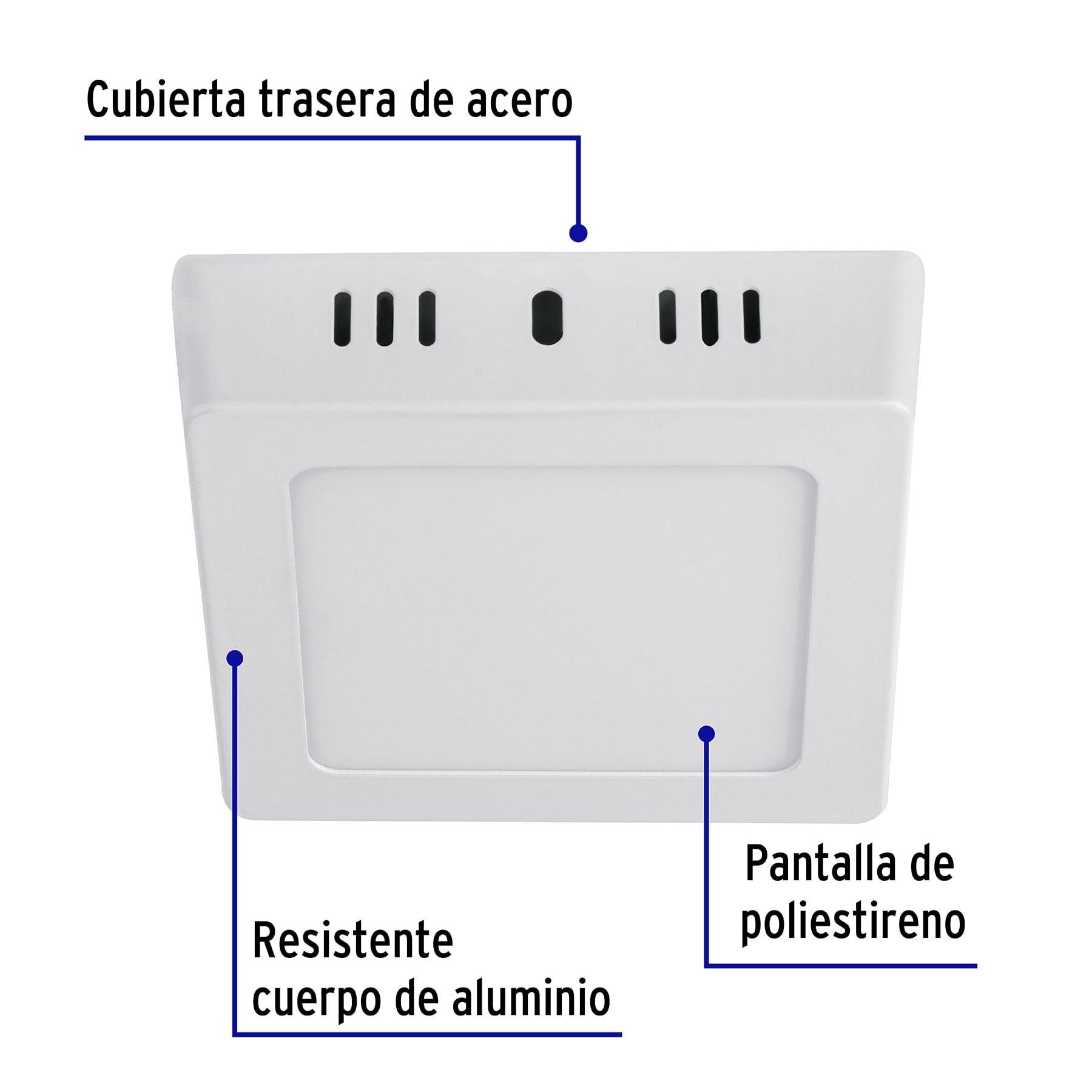 Plafón cuadrado, moderno, 6 W, 6500 K, LED, blanco