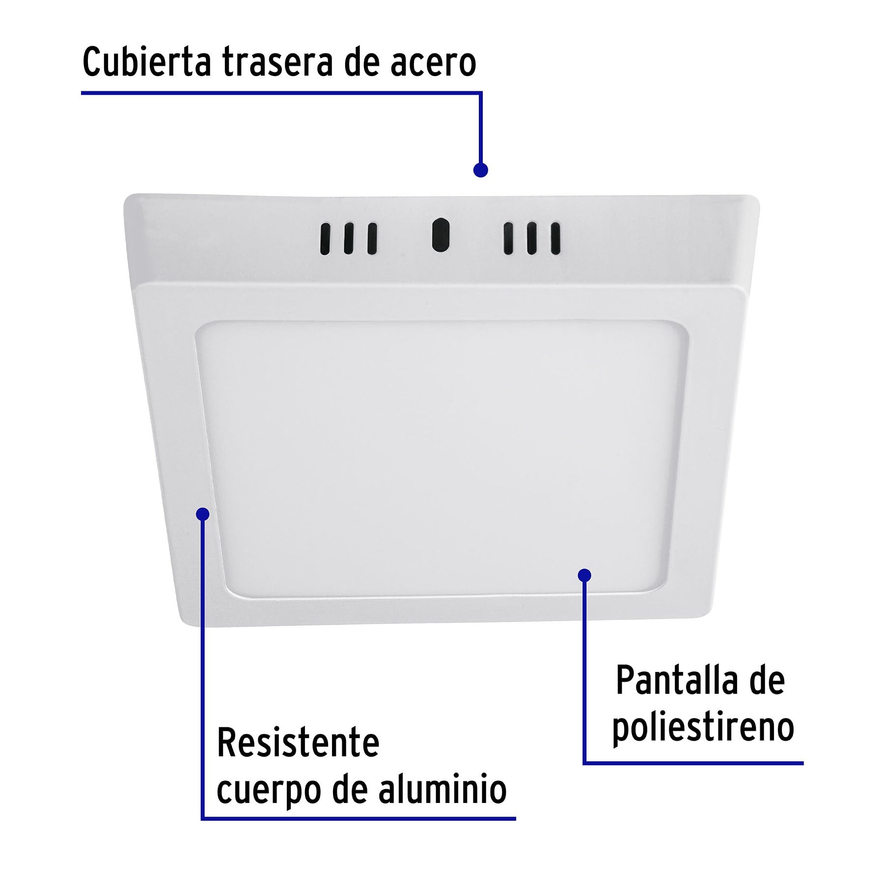 Plafón cuadrado, moderno, 12 W, 6500 K, LED, blanco
