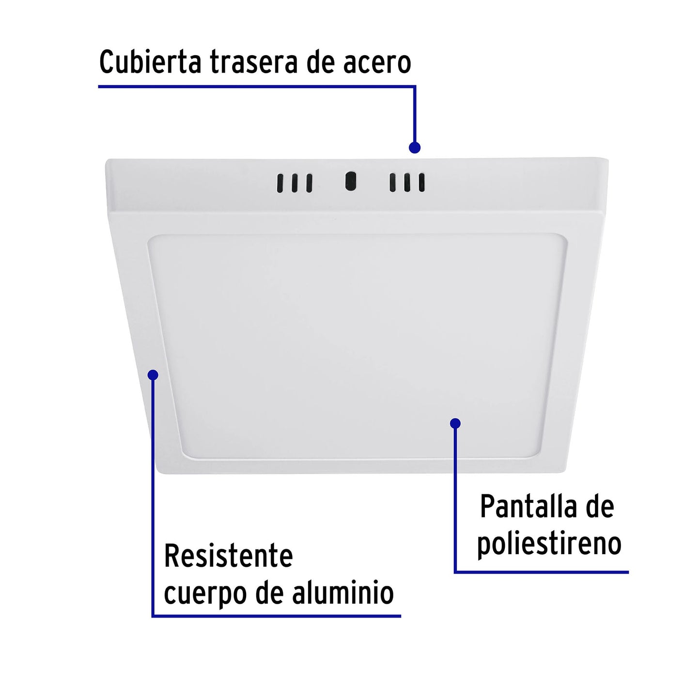 Plafón cuadrado, moderno, 18 W, 6500 K, LED, blanco