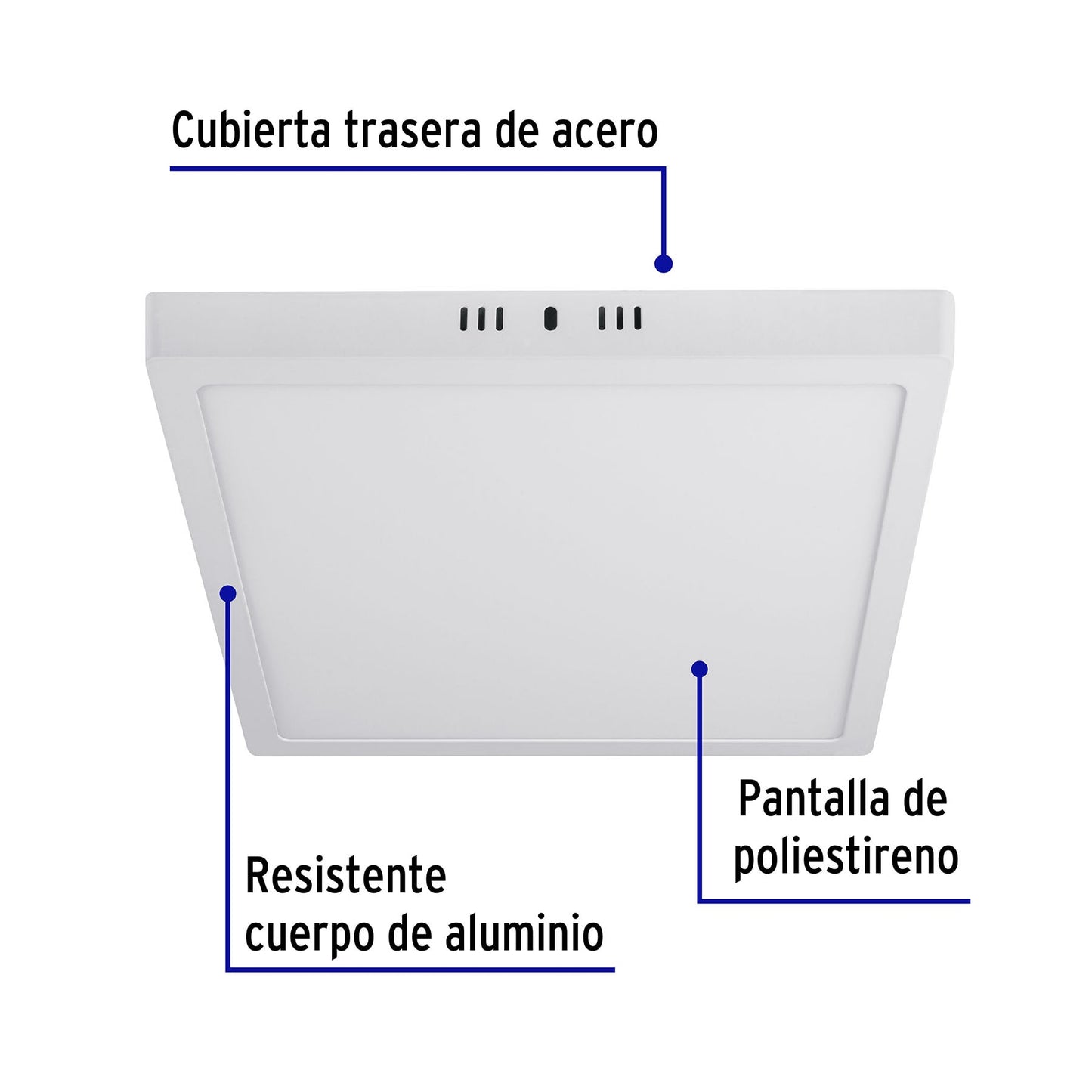 Plafón cuadrado, moderno, 24 W, 6500 K, LED, blanco