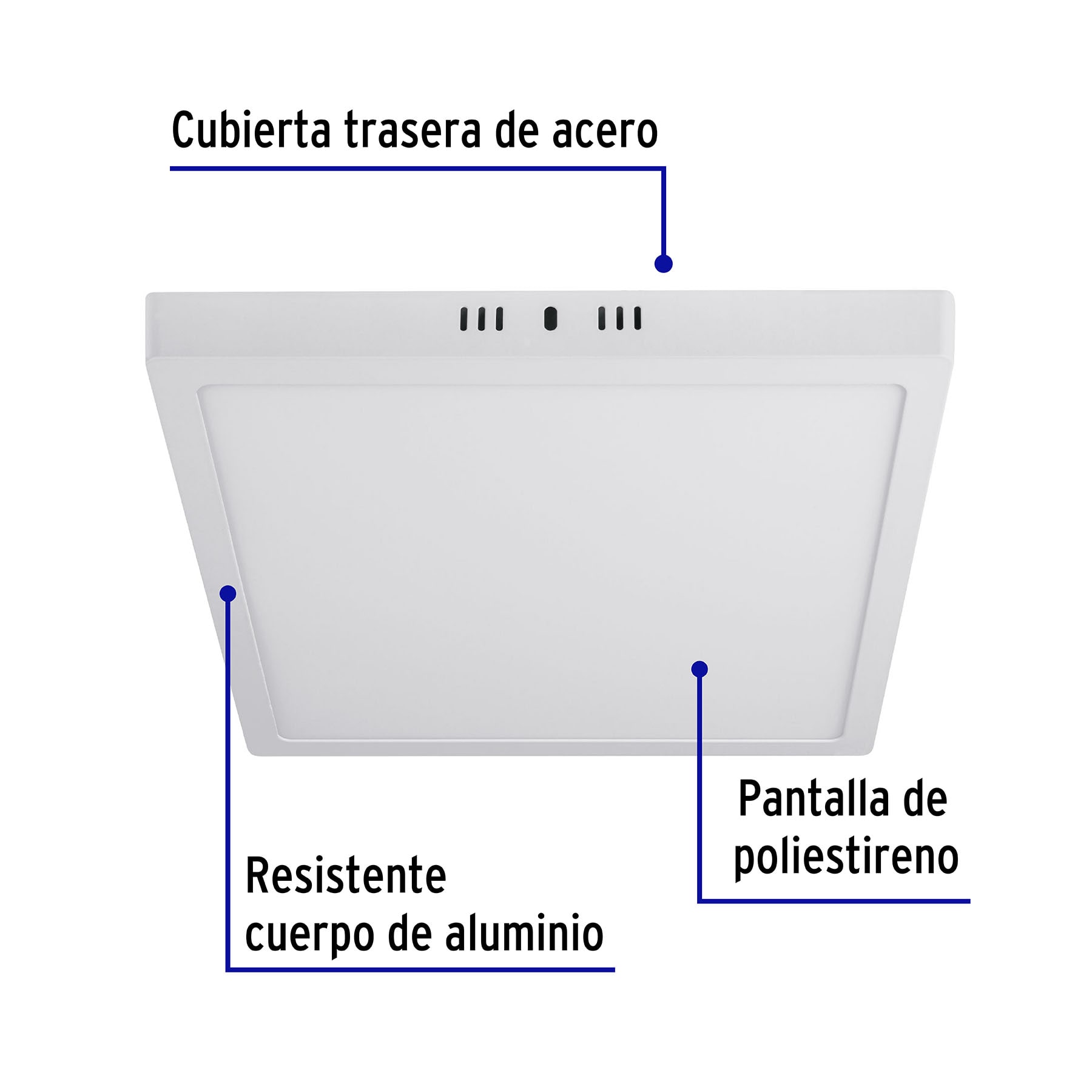 Plafón cuadrado, moderno, 24 W, 6500 K, LED, blanco