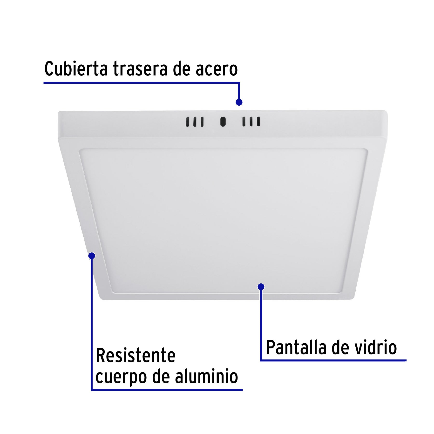 Plafón cuadrado, moderno, 24 W, 6500 K, LED, blanco
