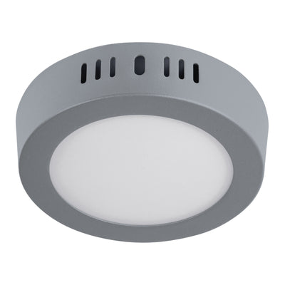 Plafón redondo, moderno, 6W, 6500K, LED, acabado gris