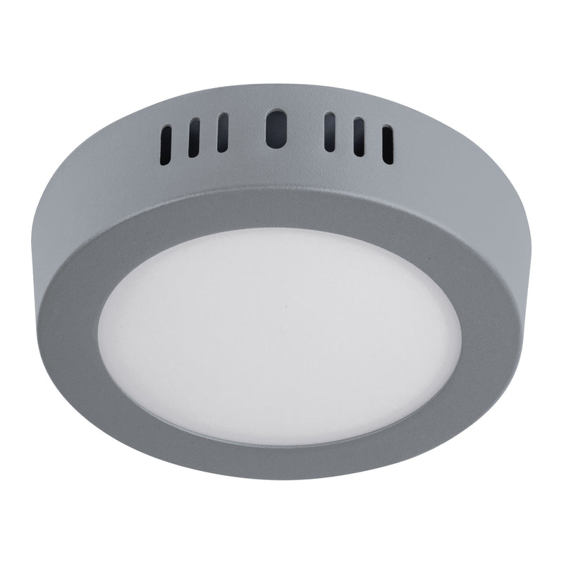 Plafón redondo, moderno, 6W, 6500K, LED, acabado gris