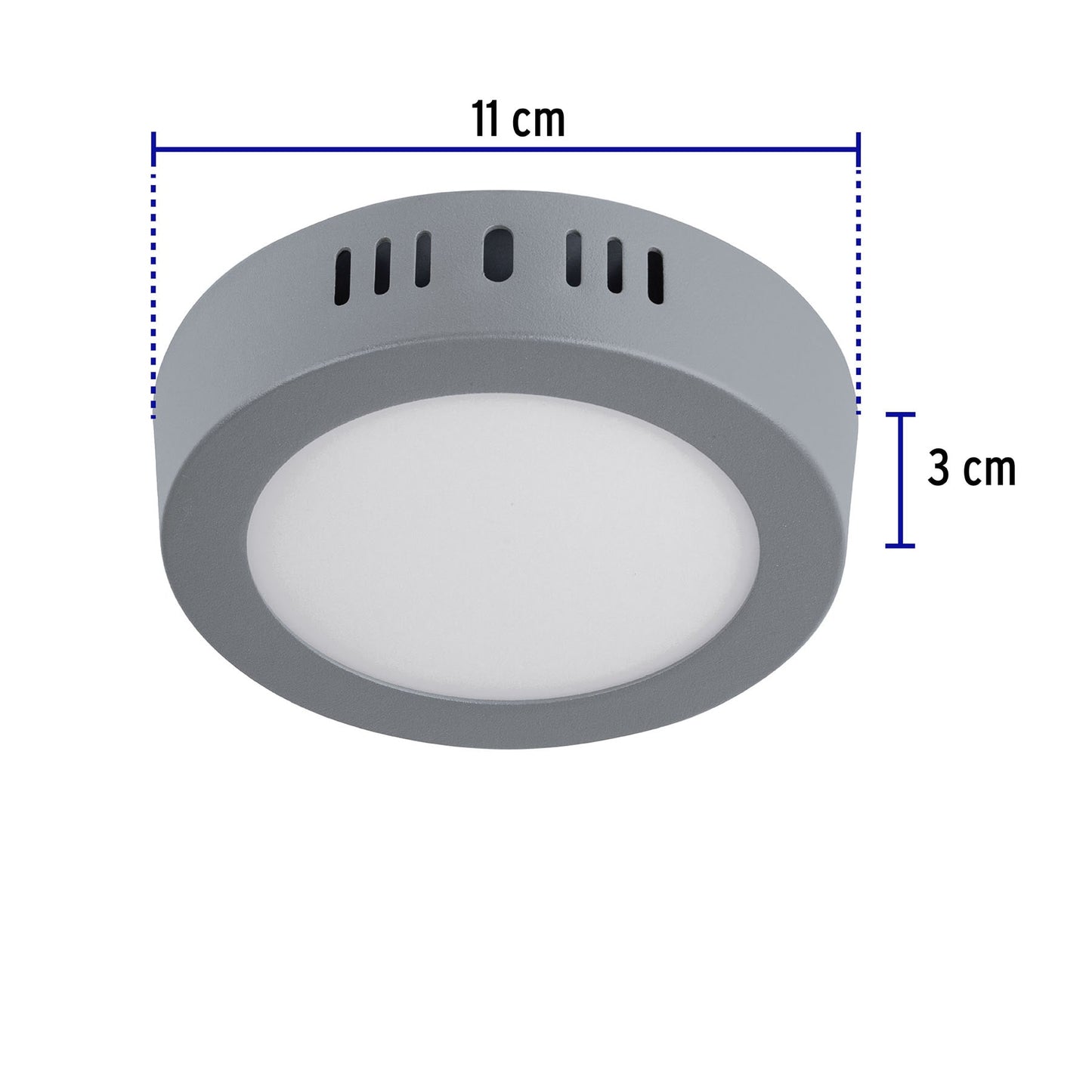 Plafón redondo, moderno, 6W, 6500K, LED, acabado gris