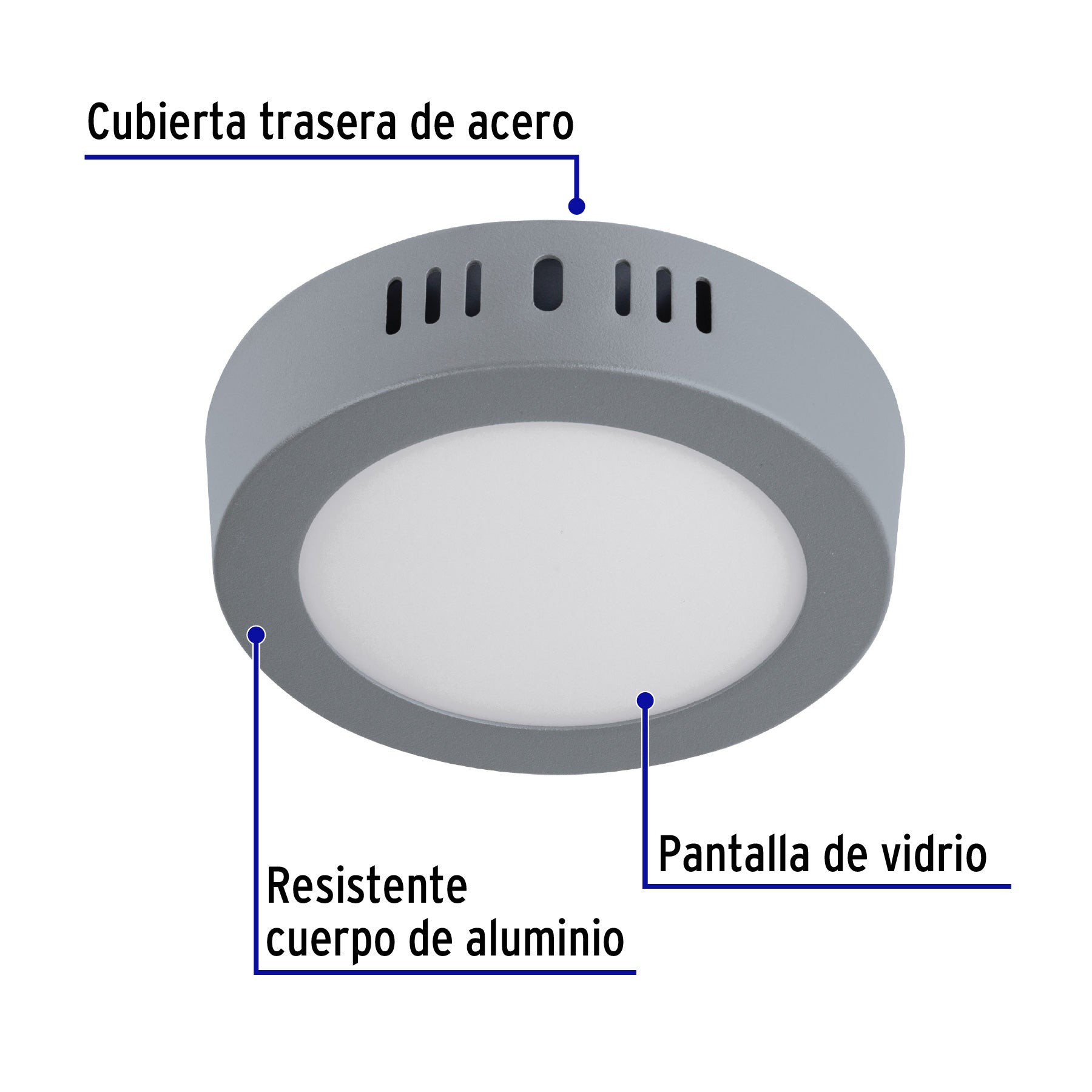 Plafón redondo, moderno, 6W, 6500K, LED, acabado gris