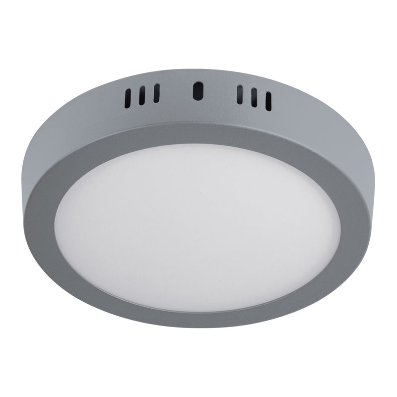 Plafón redondo, moderno, 12 W, 6500K, LED, acabado gris
