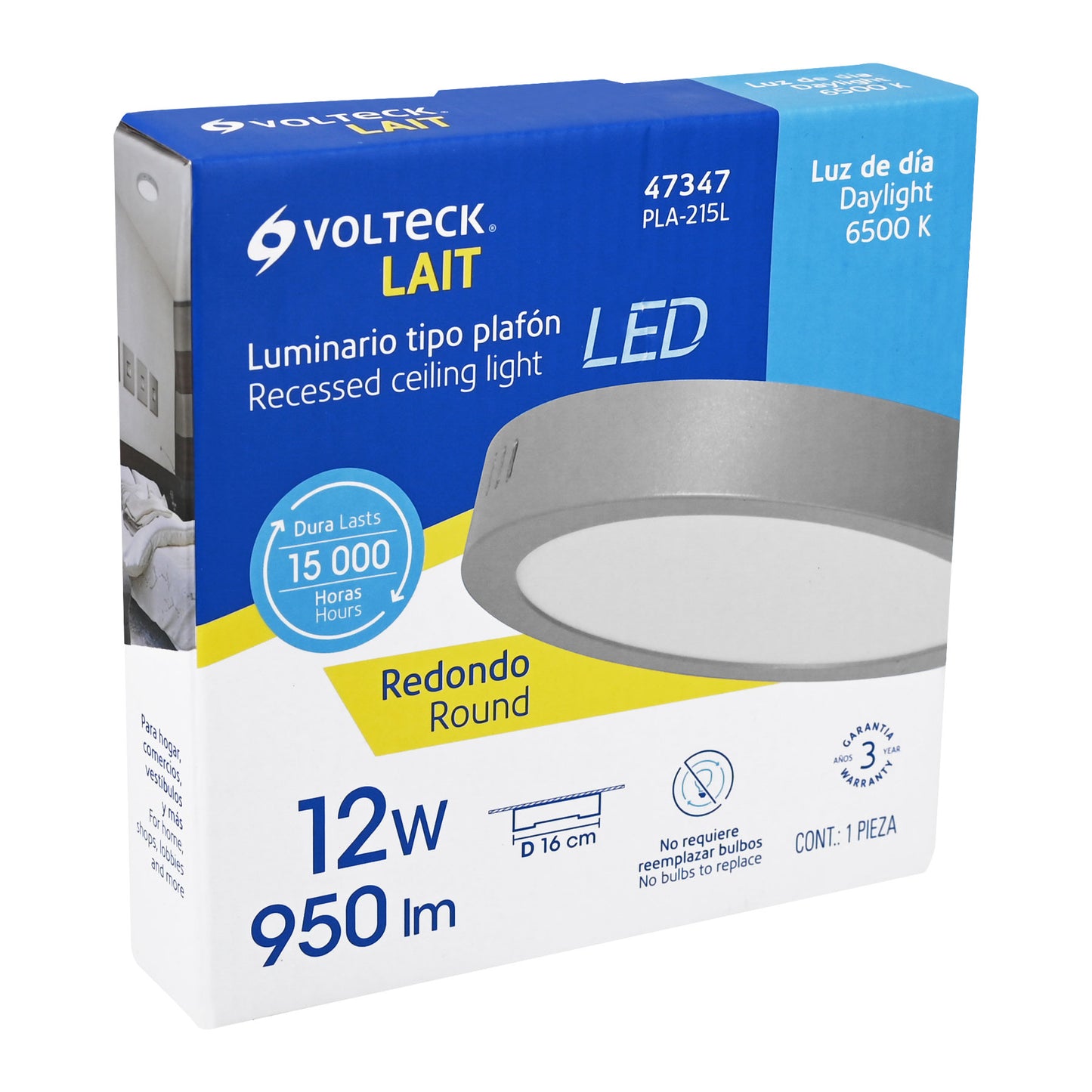 Plafón redondo, moderno, 12 W, 6500K, LED, acabado gris