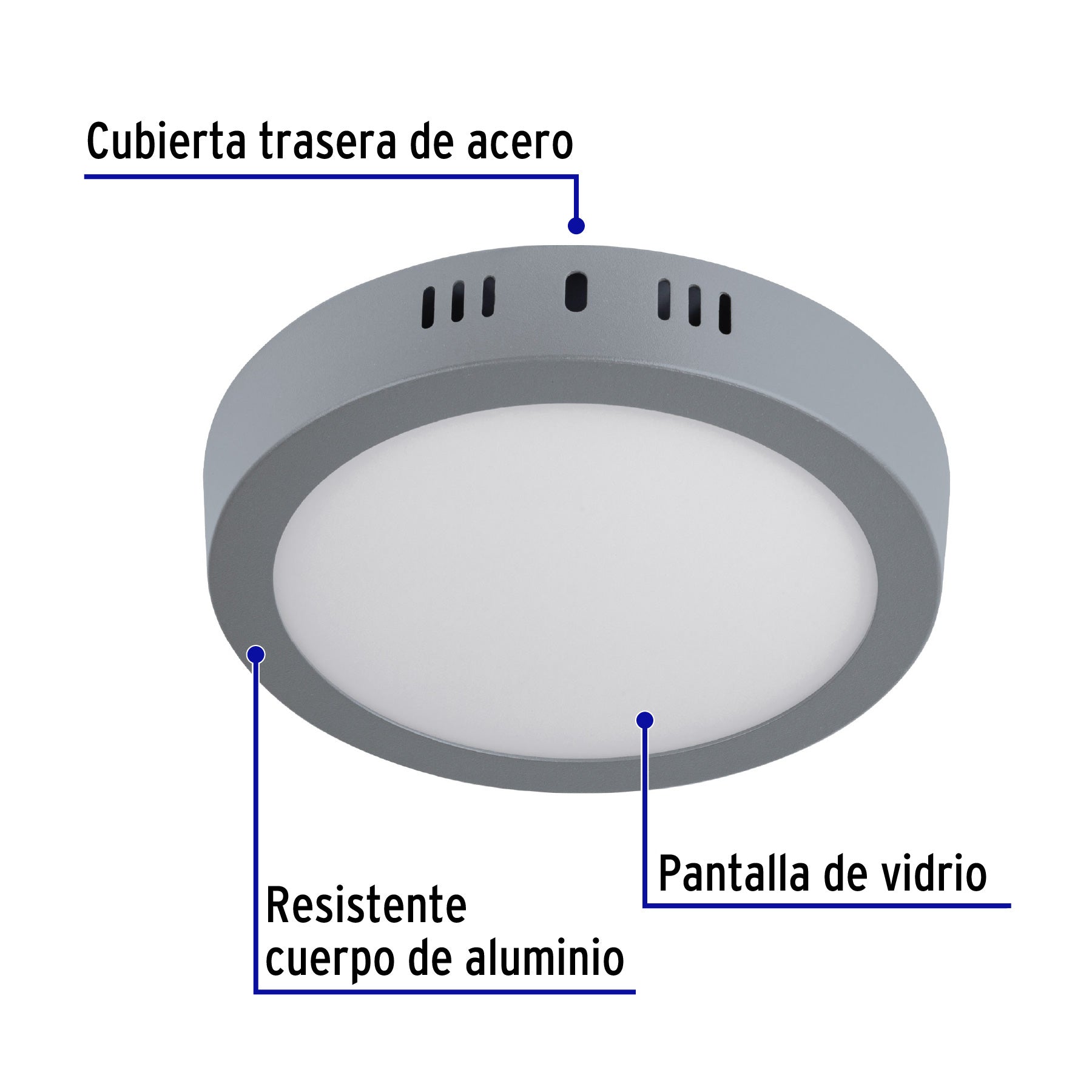 Plafón redondo, moderno, 12 W, 6500K, LED, acabado gris