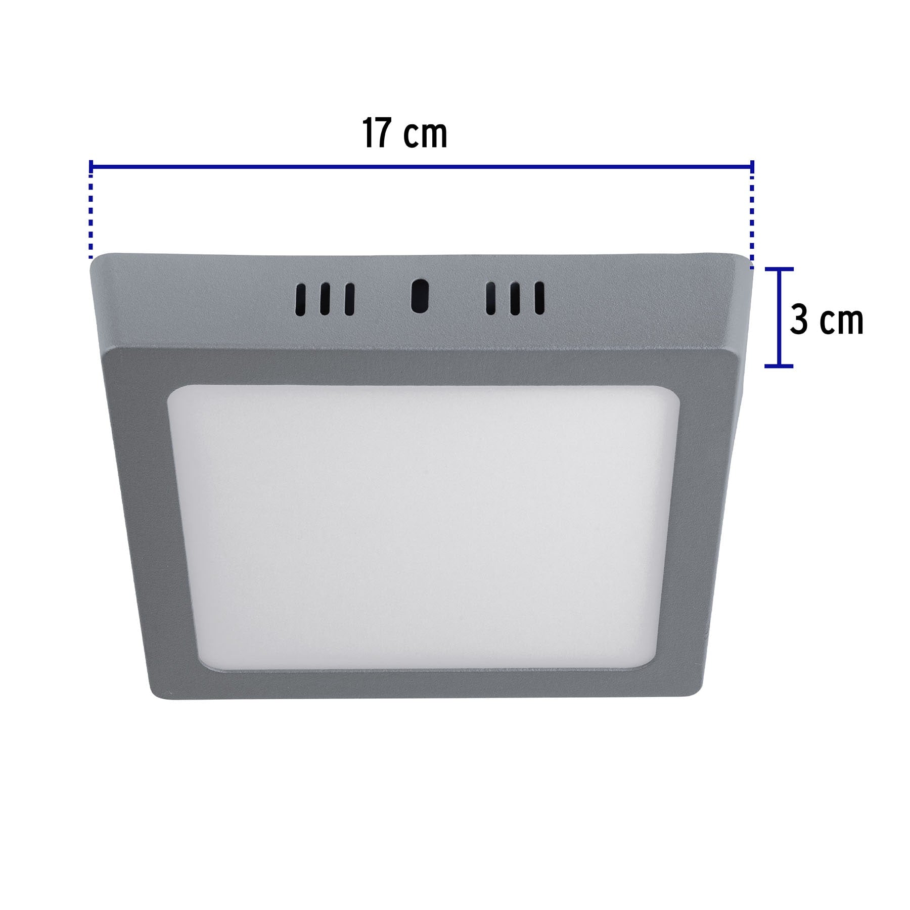 Plafón cuadrado, moderno, 12 W, 6500 K, LED, gris