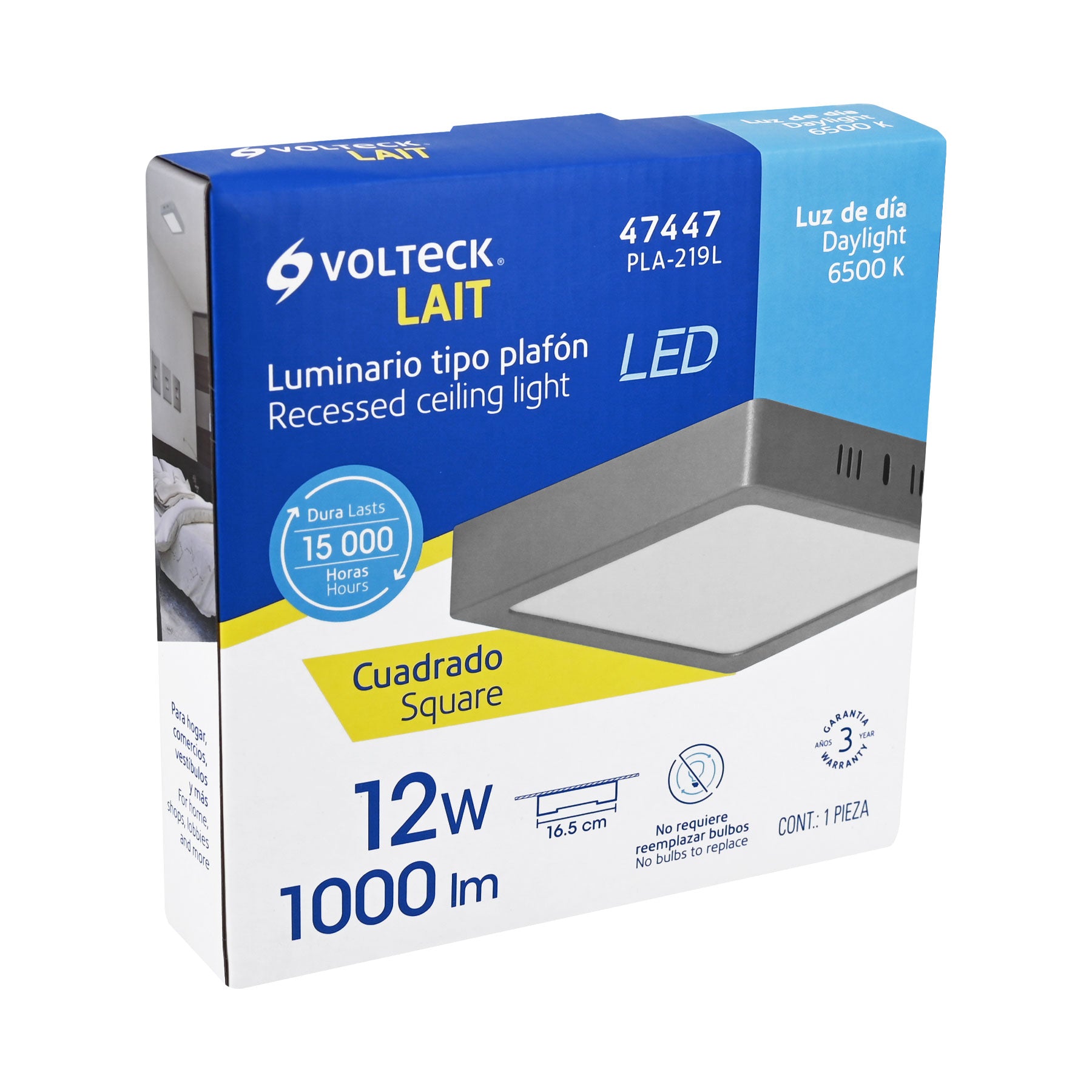 Plafón cuadrado, moderno, 12 W, 6500 K, LED, gris