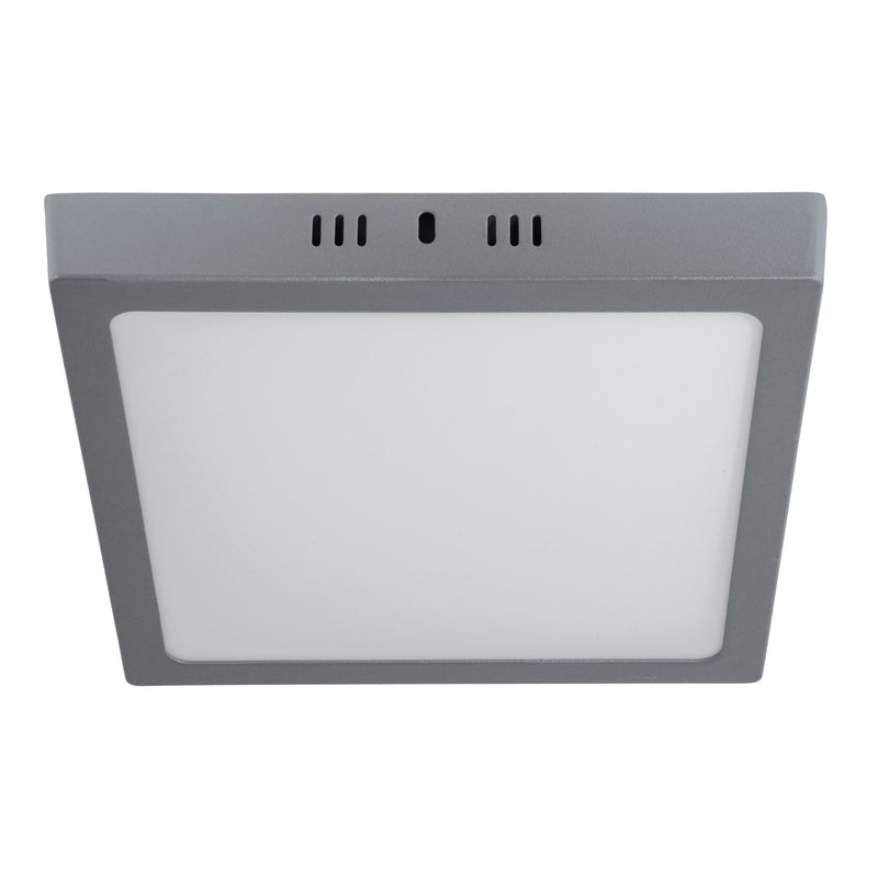 Plafón cuadrado, moderno, 18 W, 6500 K, LED, gris