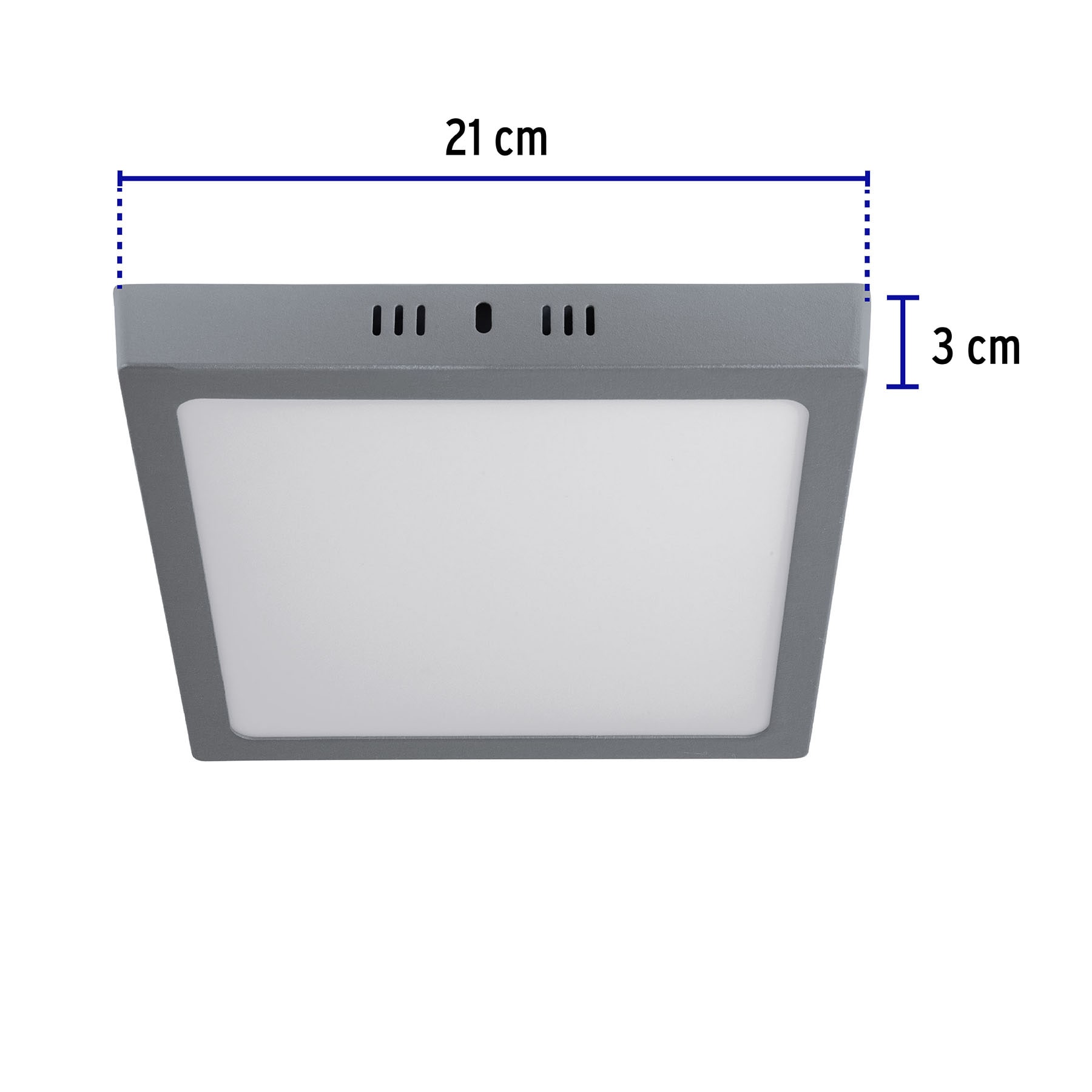 Plafón cuadrado, moderno, 18 W, 6500 K, LED, gris
