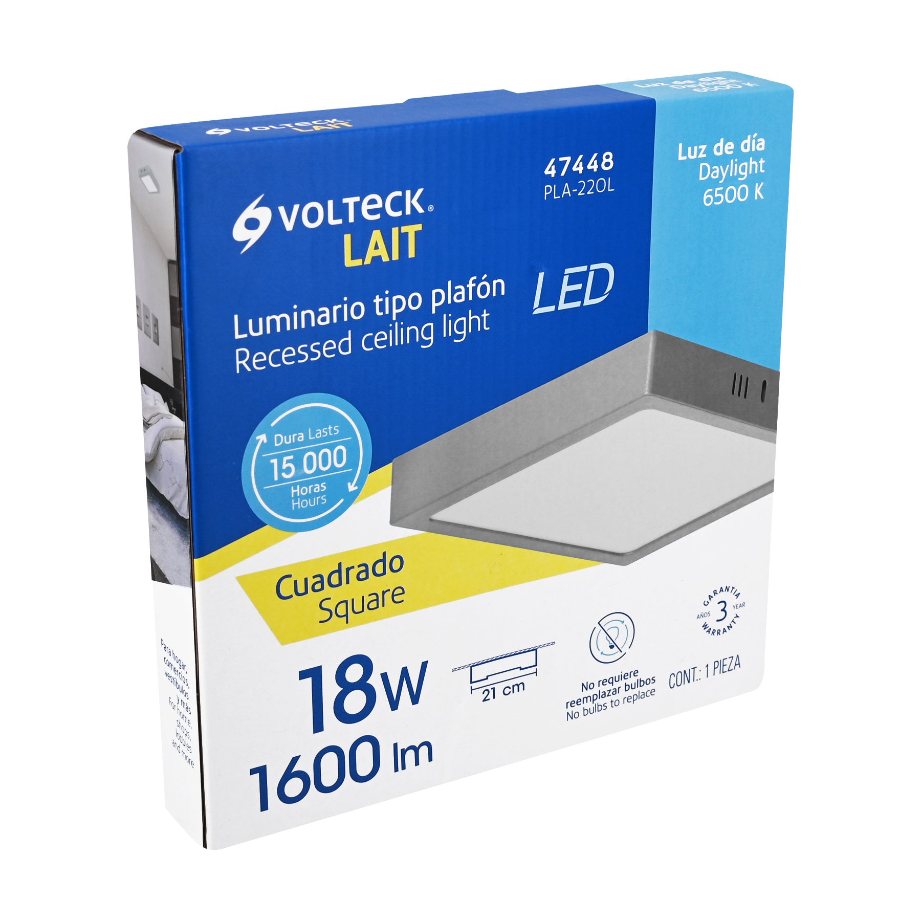 Plafón cuadrado, moderno, 18 W, 6500 K, LED, gris