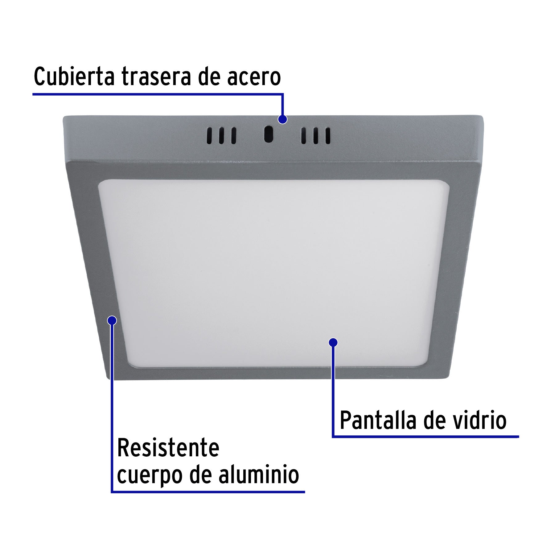 Plafón cuadrado, moderno, 18 W, 6500 K, LED, gris