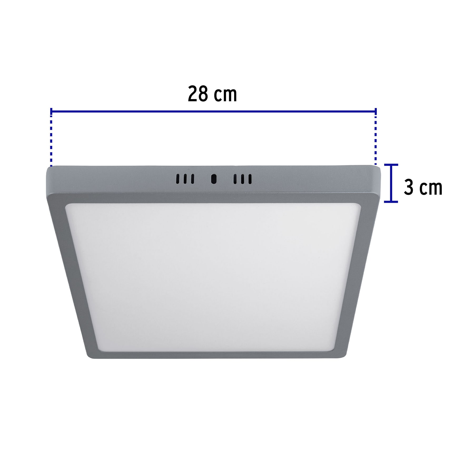 Plafón cuadrado, moderno, 24 W, 6500 K, LED, gris