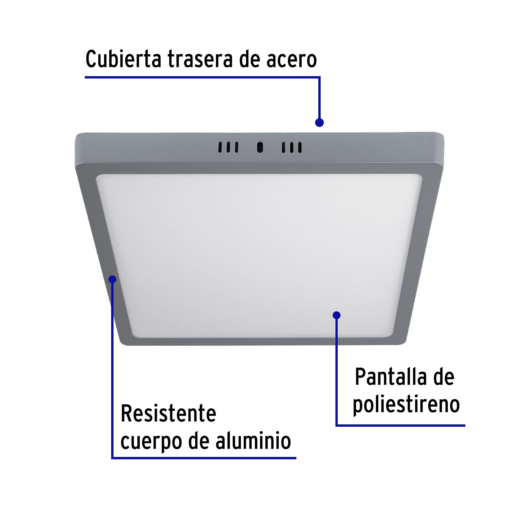 Plafón cuadrado, moderno, 24 W, 6500 K, LED, gris