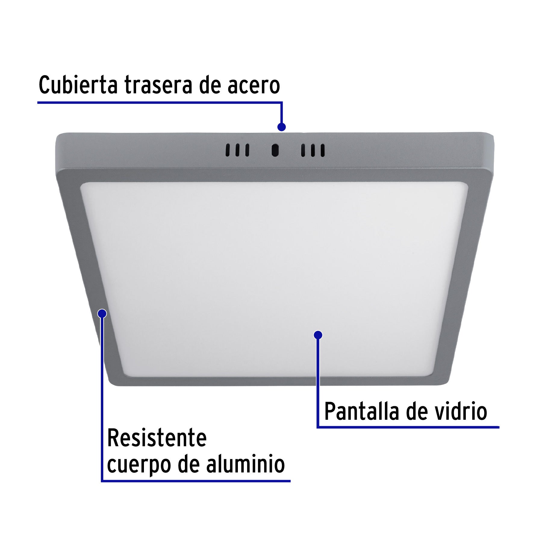 Plafón cuadrado, moderno, 24 W, 6500 K, LED, gris