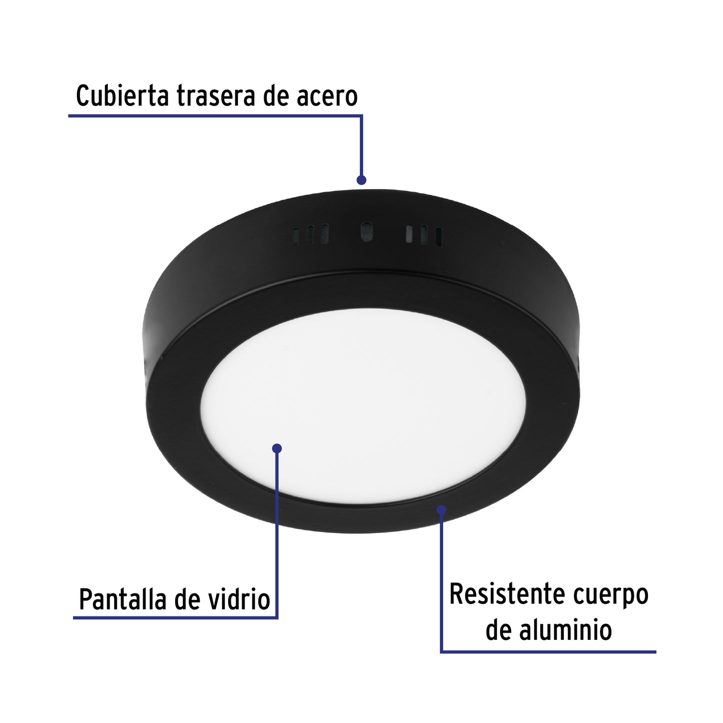 Luminario de LED 6 W redondo tipo plafón luz de día, negro