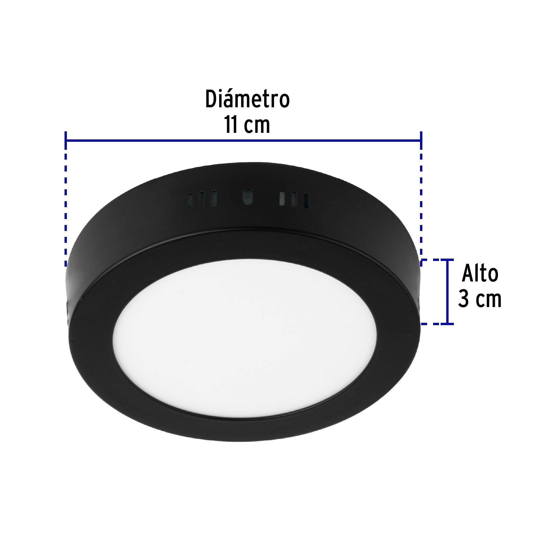 Luminario de LED 6 W redondo tipo plafón luz de día, negro