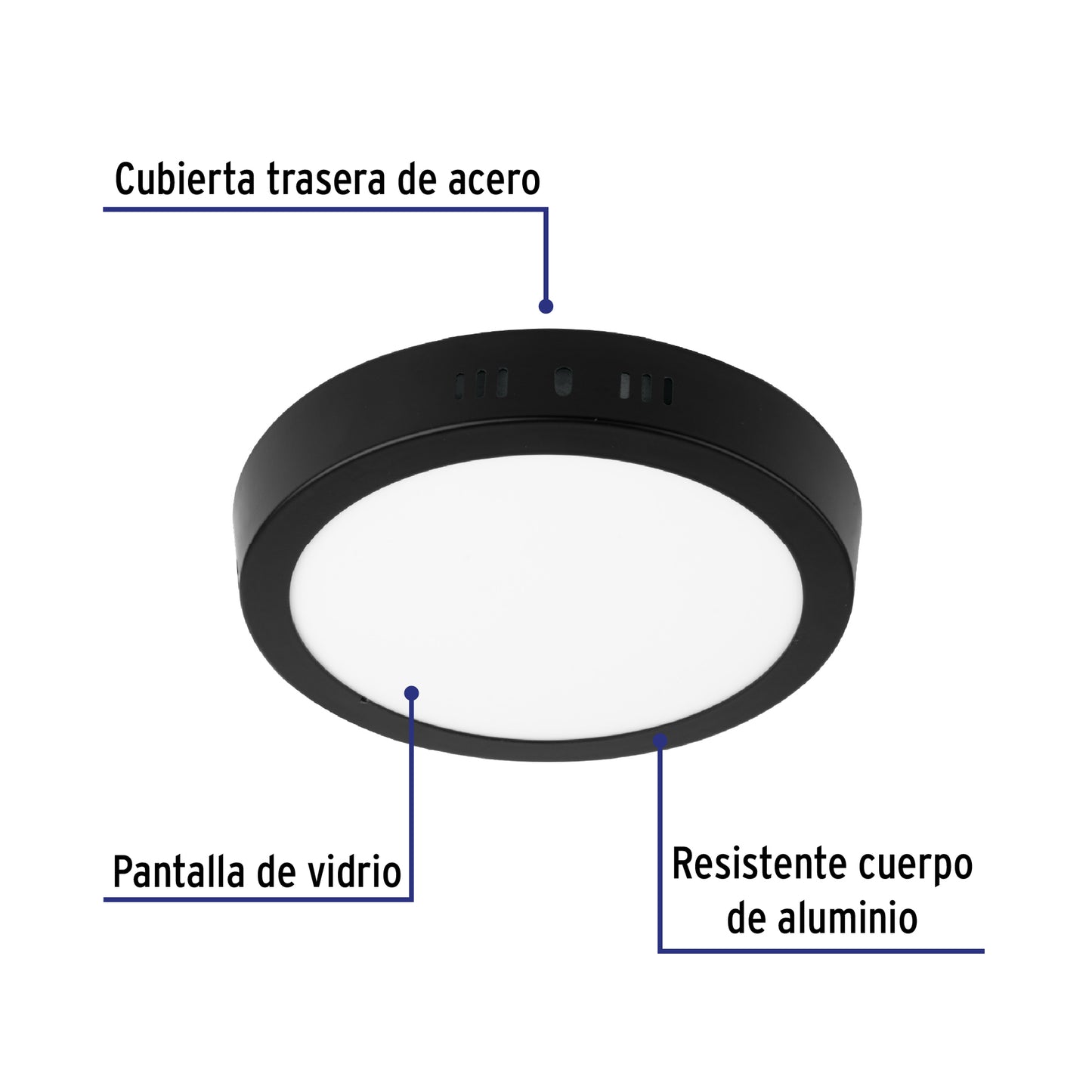 Luminario de LED 12 W redondo tipo plafón luz de día, negro