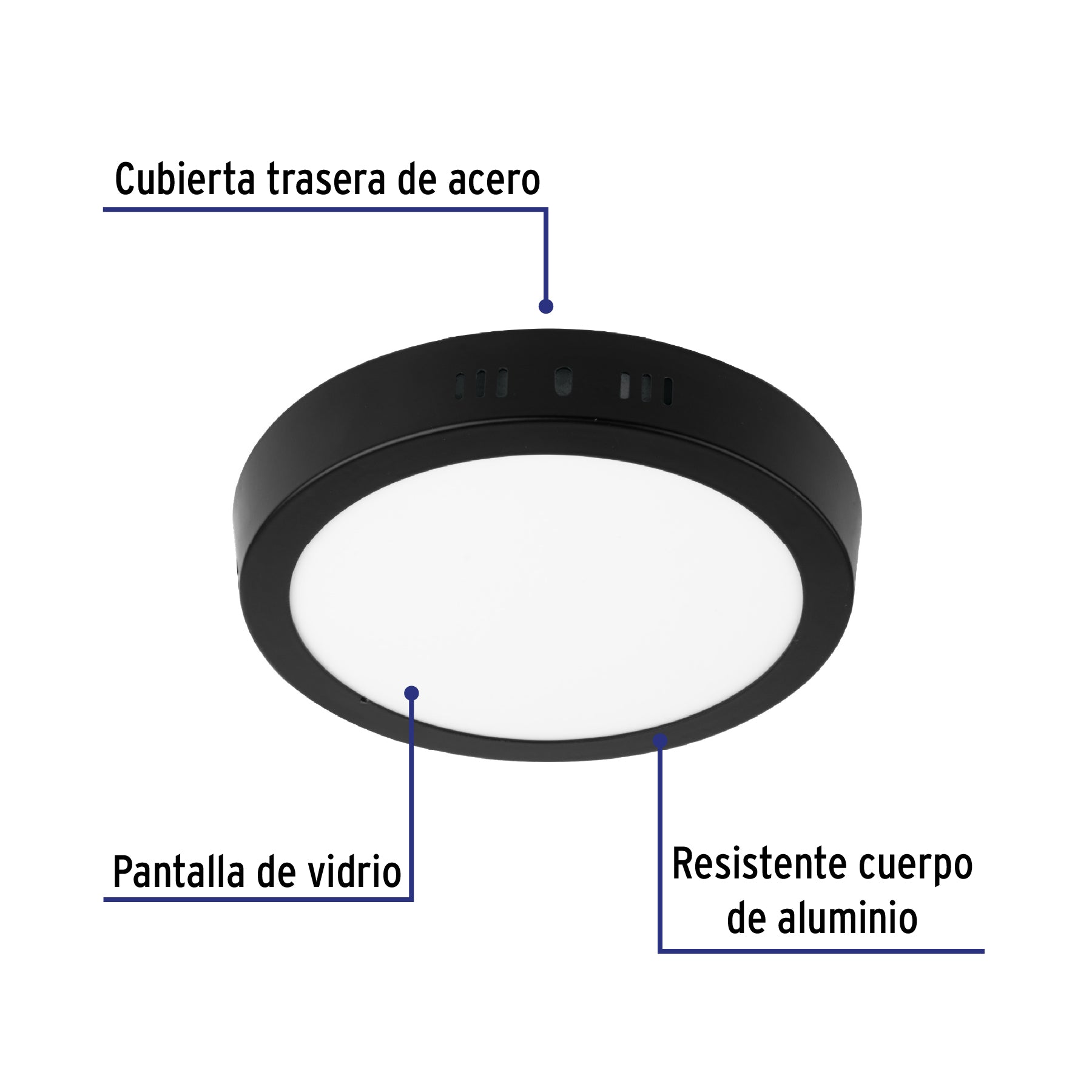 Luminario de LED 12 W redondo tipo plafón luz de día, negro