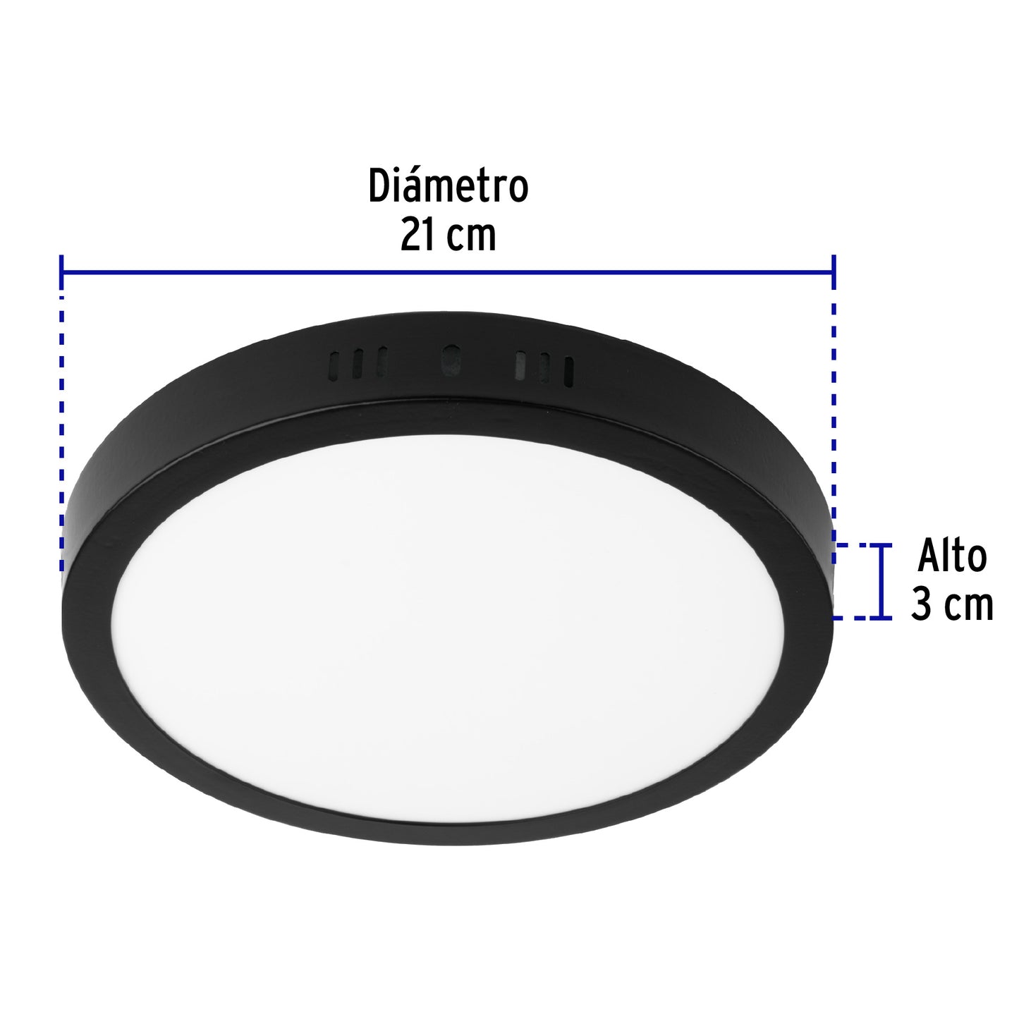 Luminario de LED 18 W redondo tipo plafón luz de día, negro