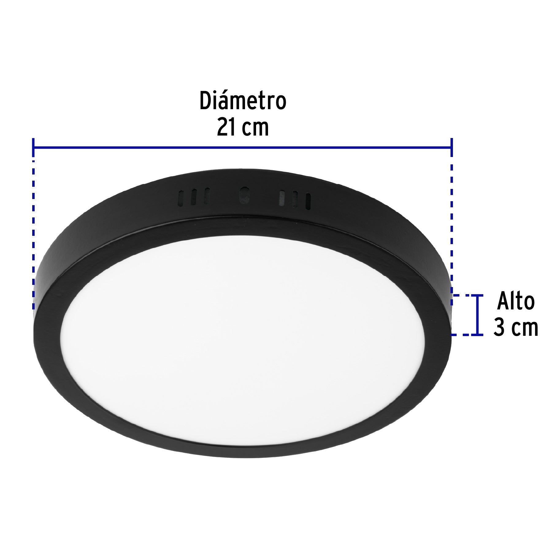 Luminario de LED 18 W redondo tipo plafón luz de día, negro