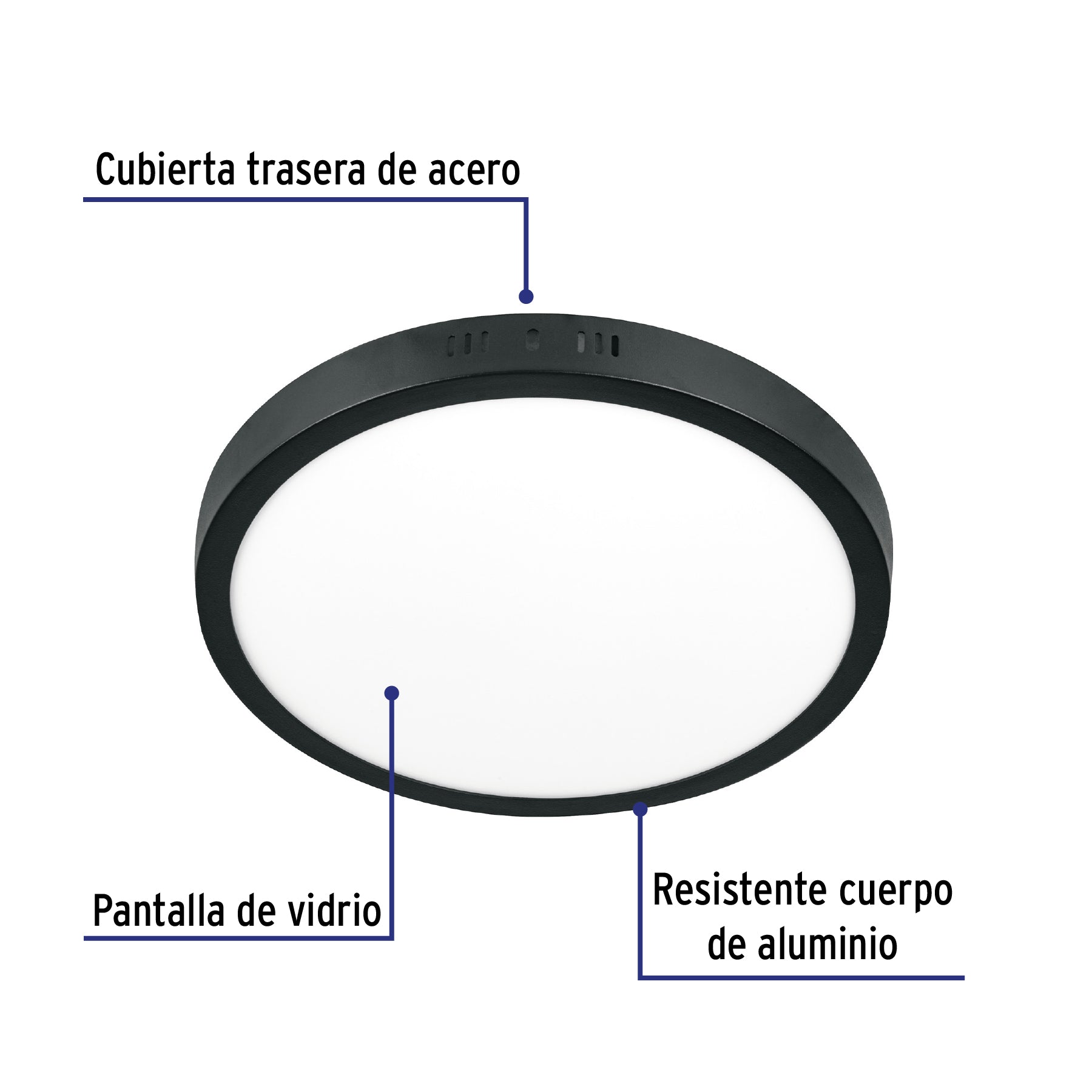 Luminario de LED 24 W redondo tipo plafón luz de día, negro