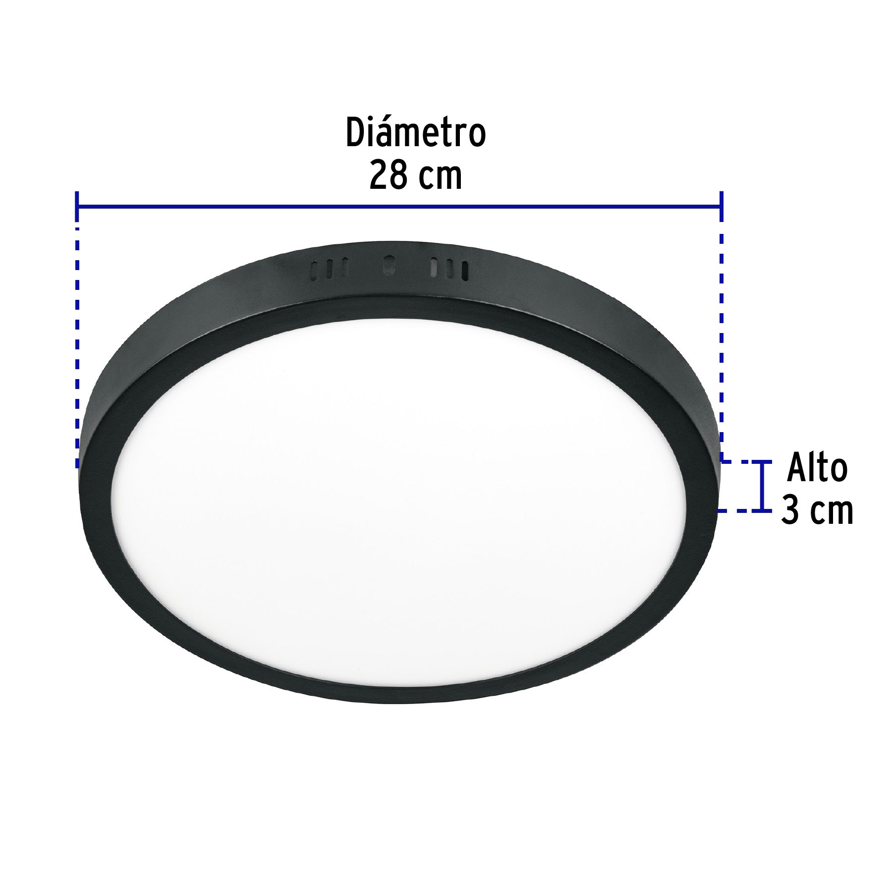 Luminario de LED 24 W redondo tipo plafón luz de día, negro