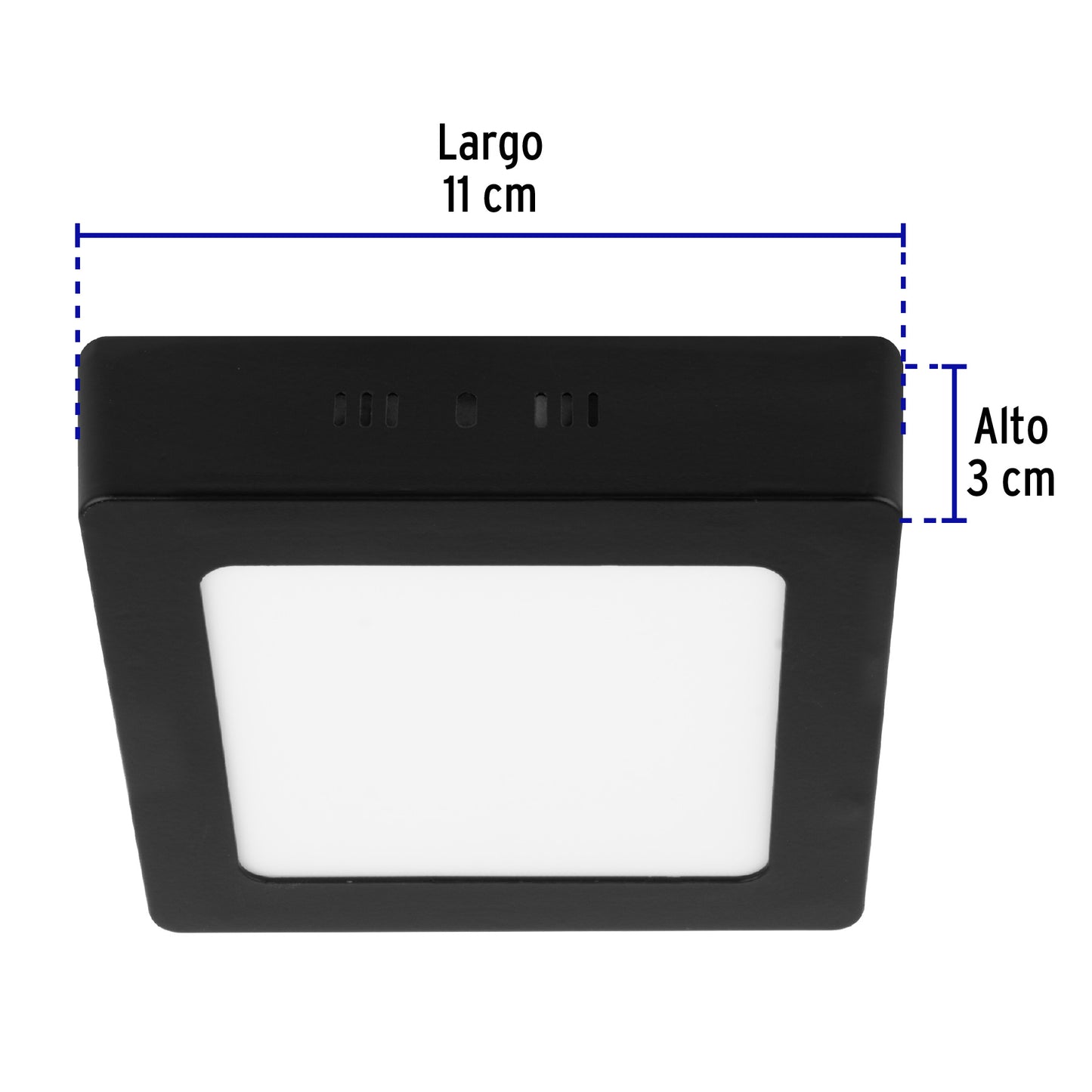 Luminario de LED 6 W cuadrado tipo plafón luz de día, negro