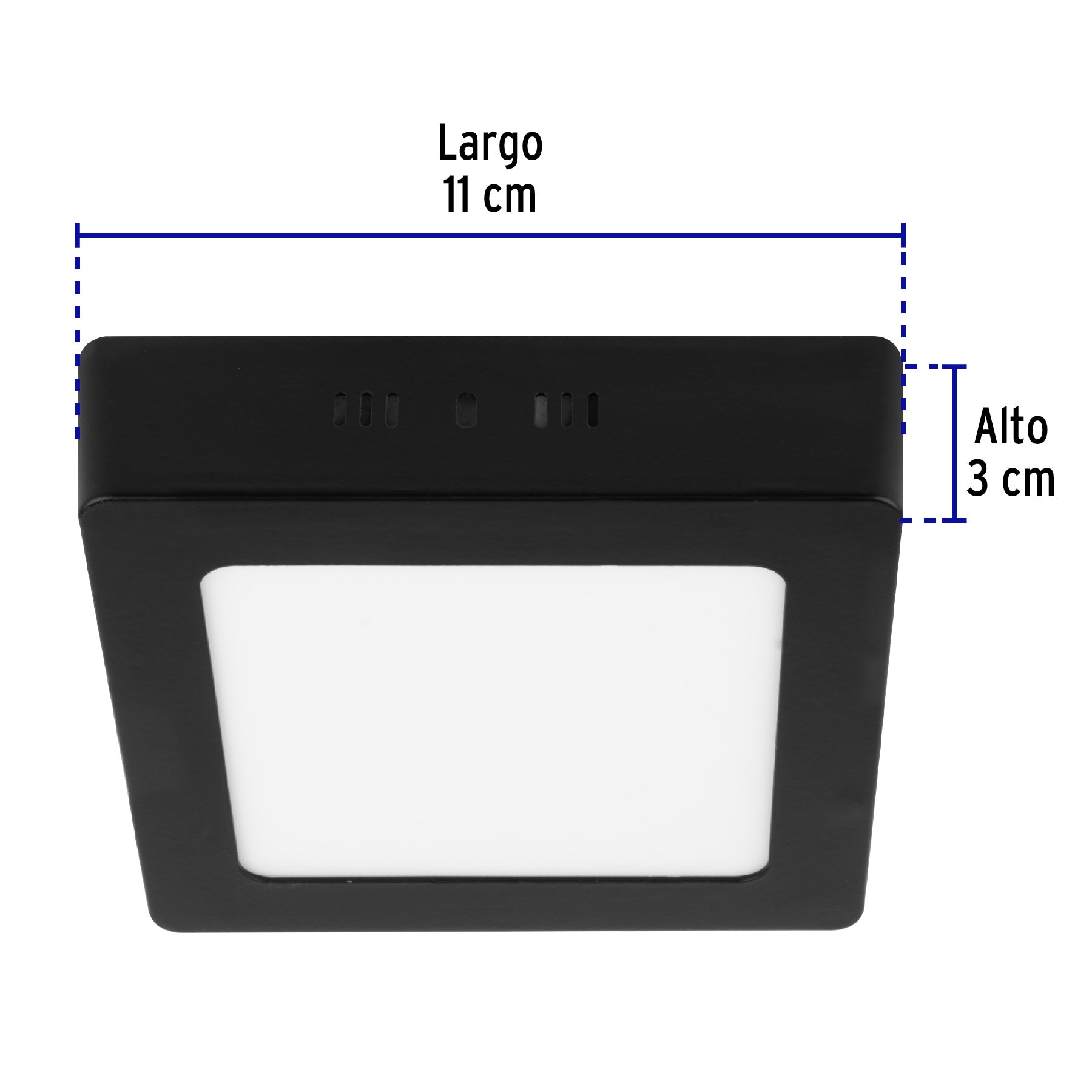 Luminario de LED 6 W cuadrado tipo plafón luz de día, negro