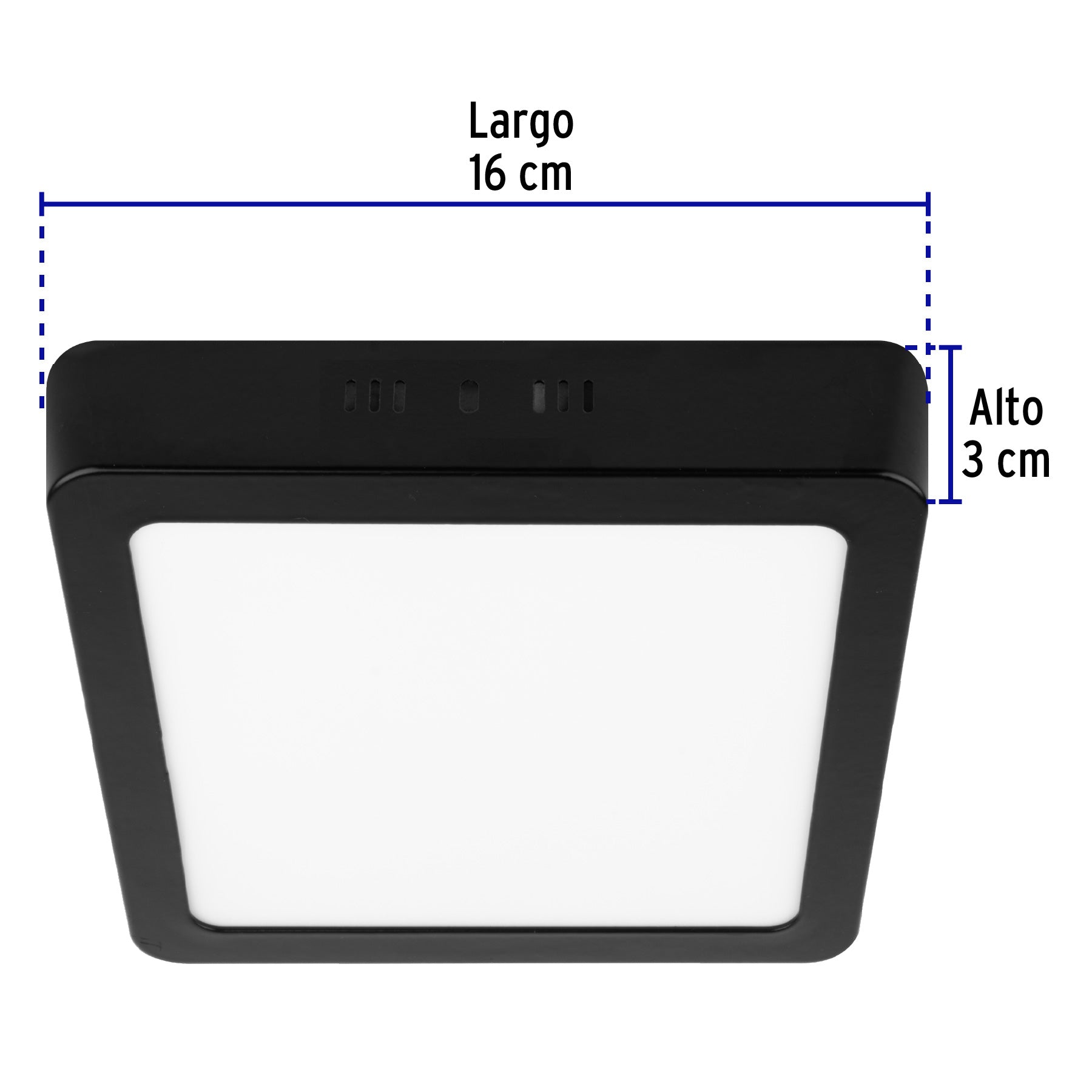 Luminario de LED 12 W cuadrado tipo plafón luz de día, negro