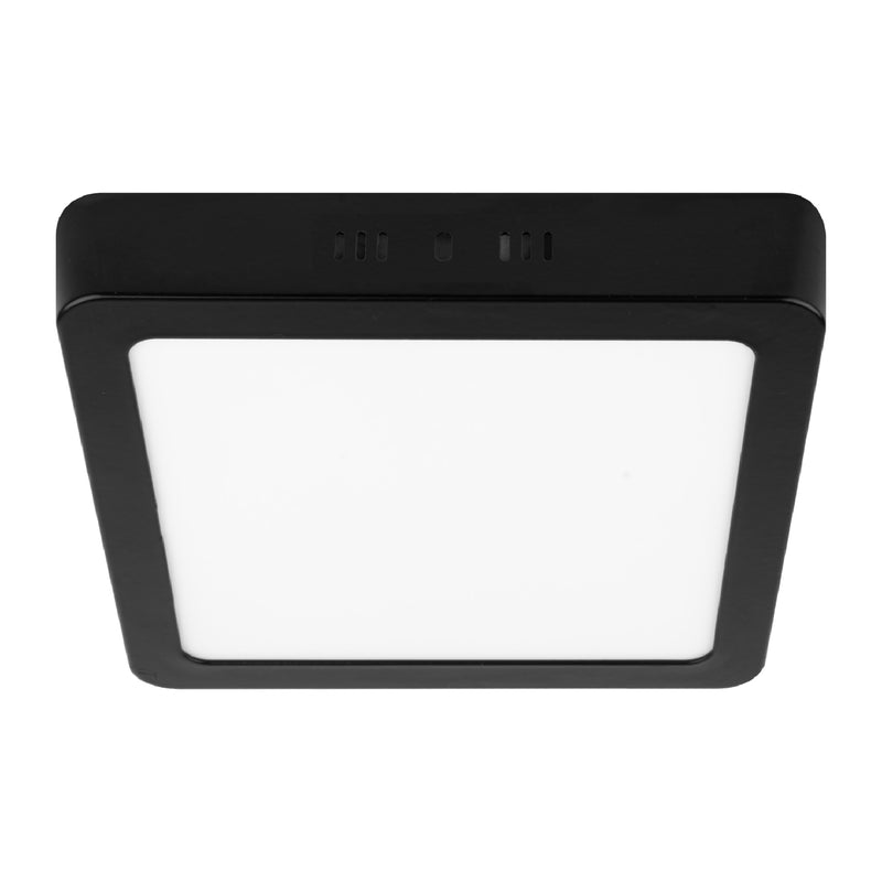 Luminario de LED 18 W cuadrado tipo plafón luz de día, negro