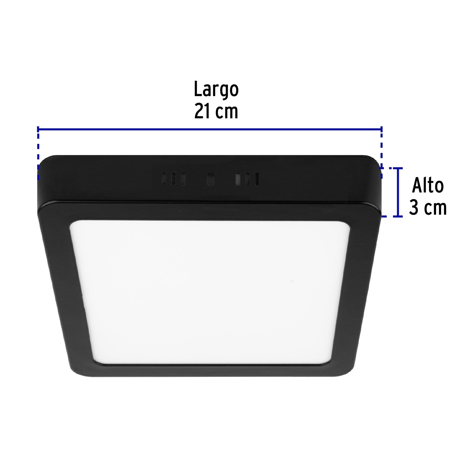 Luminario de LED 18 W cuadrado tipo plafón luz de día, negro