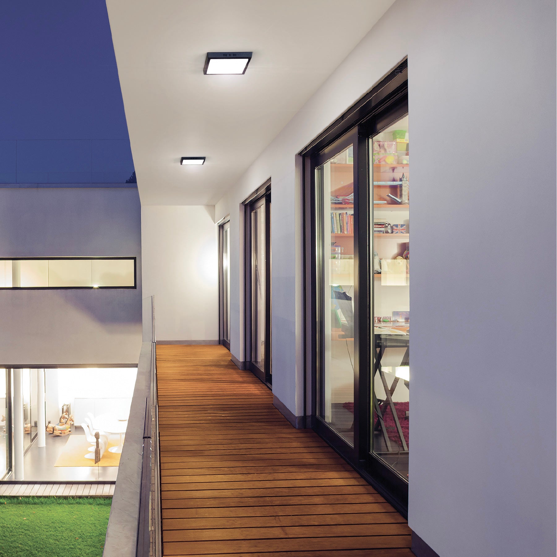 Luminario de LED 24 W cuadrado tipo plafón luz de día, negro