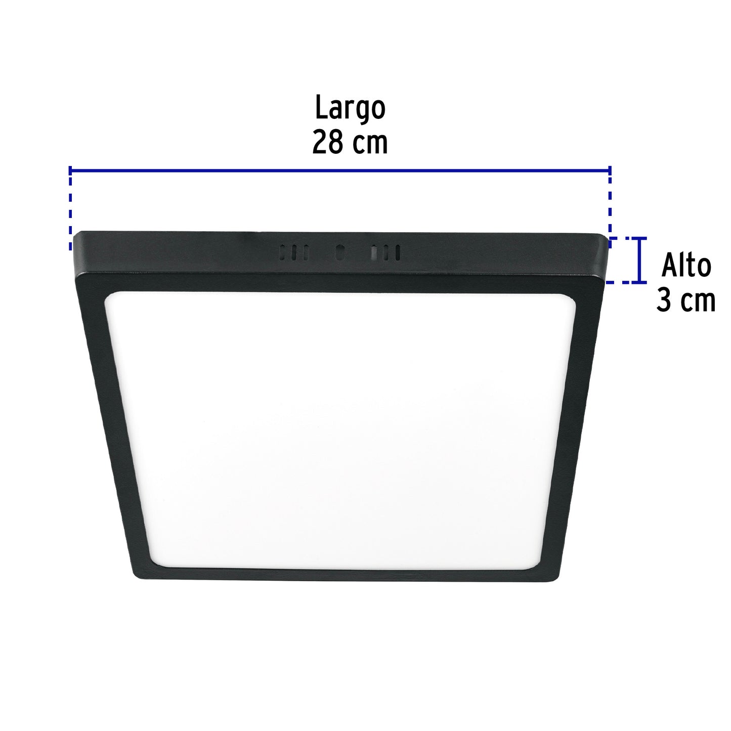 Luminario de LED 24 W cuadrado tipo plafón luz de día, negro