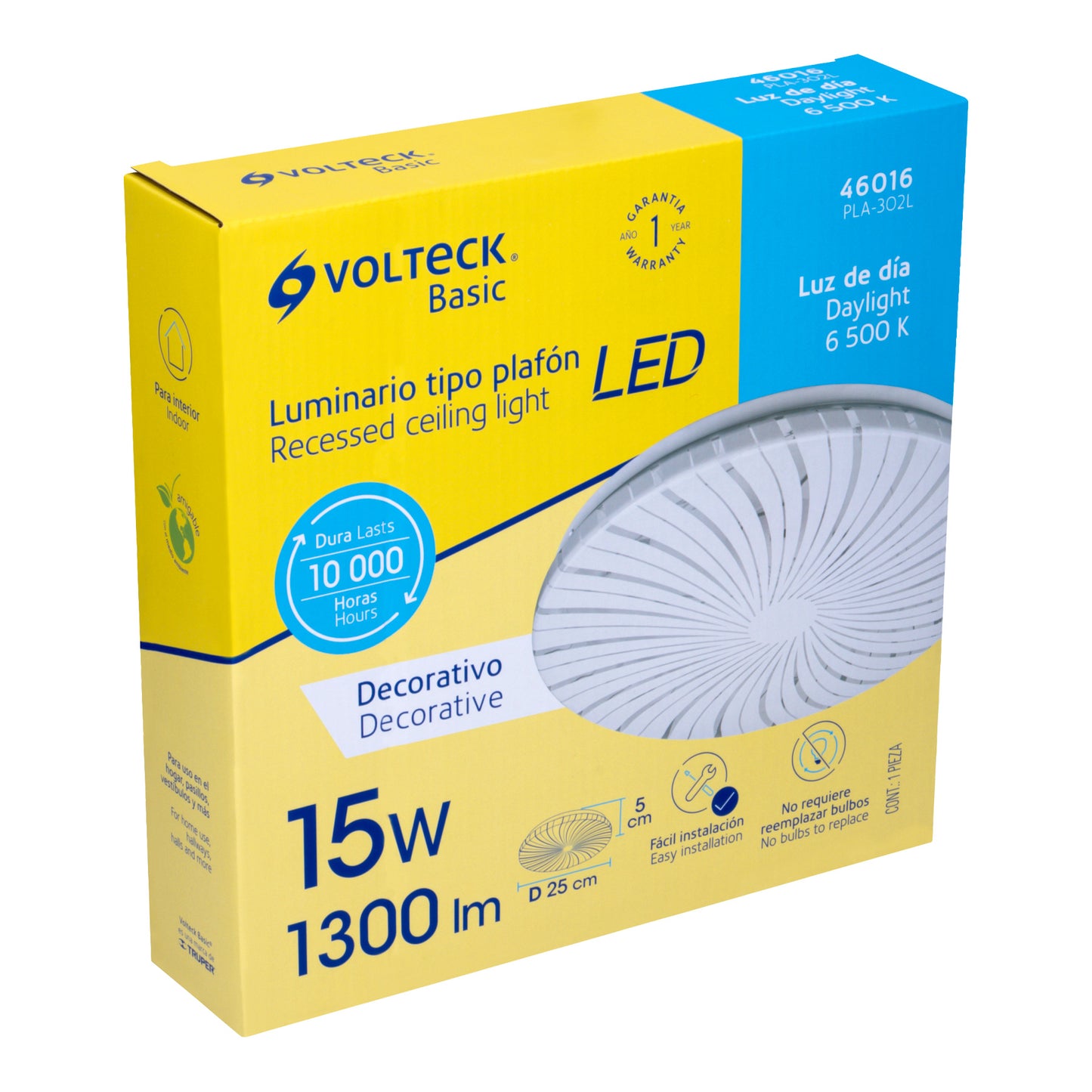 Plafón redondo, decorativo, 15W, 6500K, LED