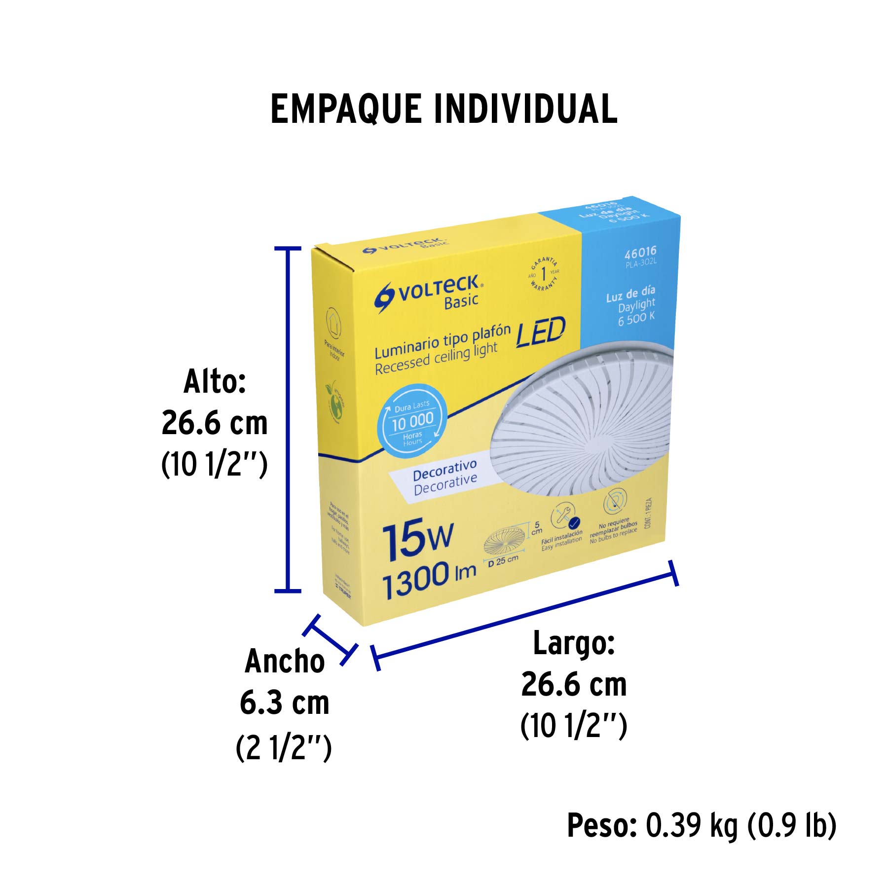 Plafón redondo, decorativo, 15W, 6500K, LED