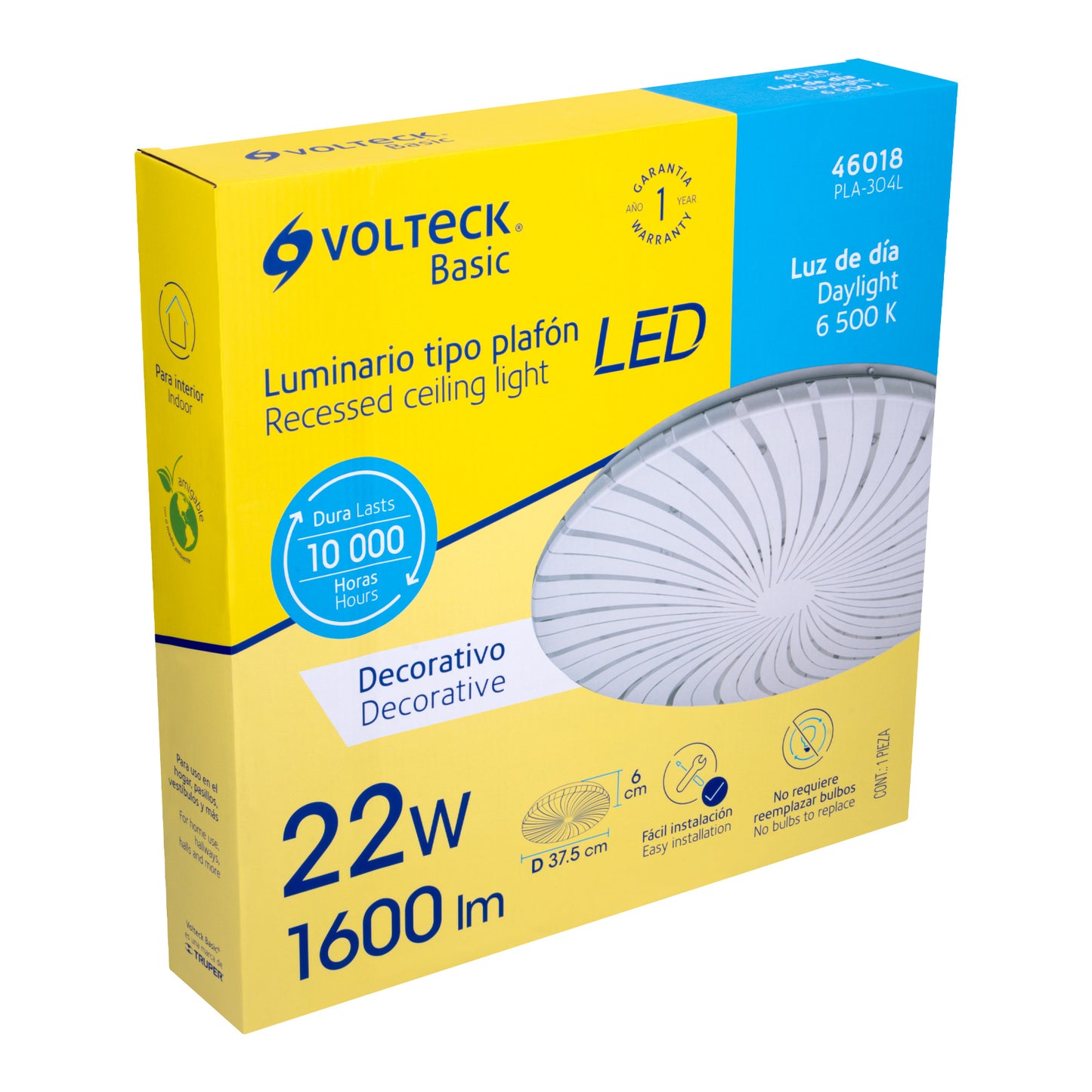 Plafón redondo, decorativo, 22W, 6500K, LED