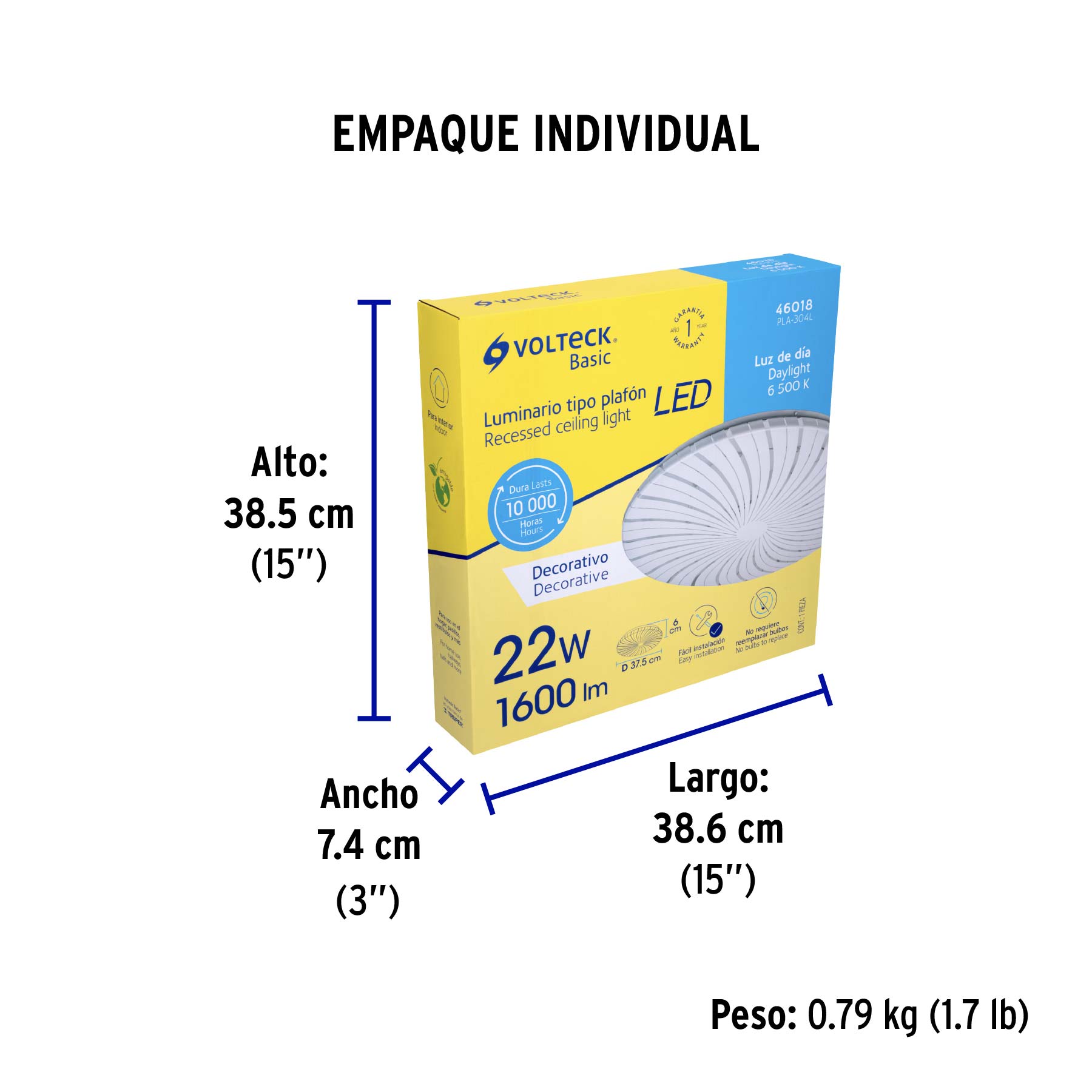 Plafón redondo, decorativo, 22W, 6500K, LED