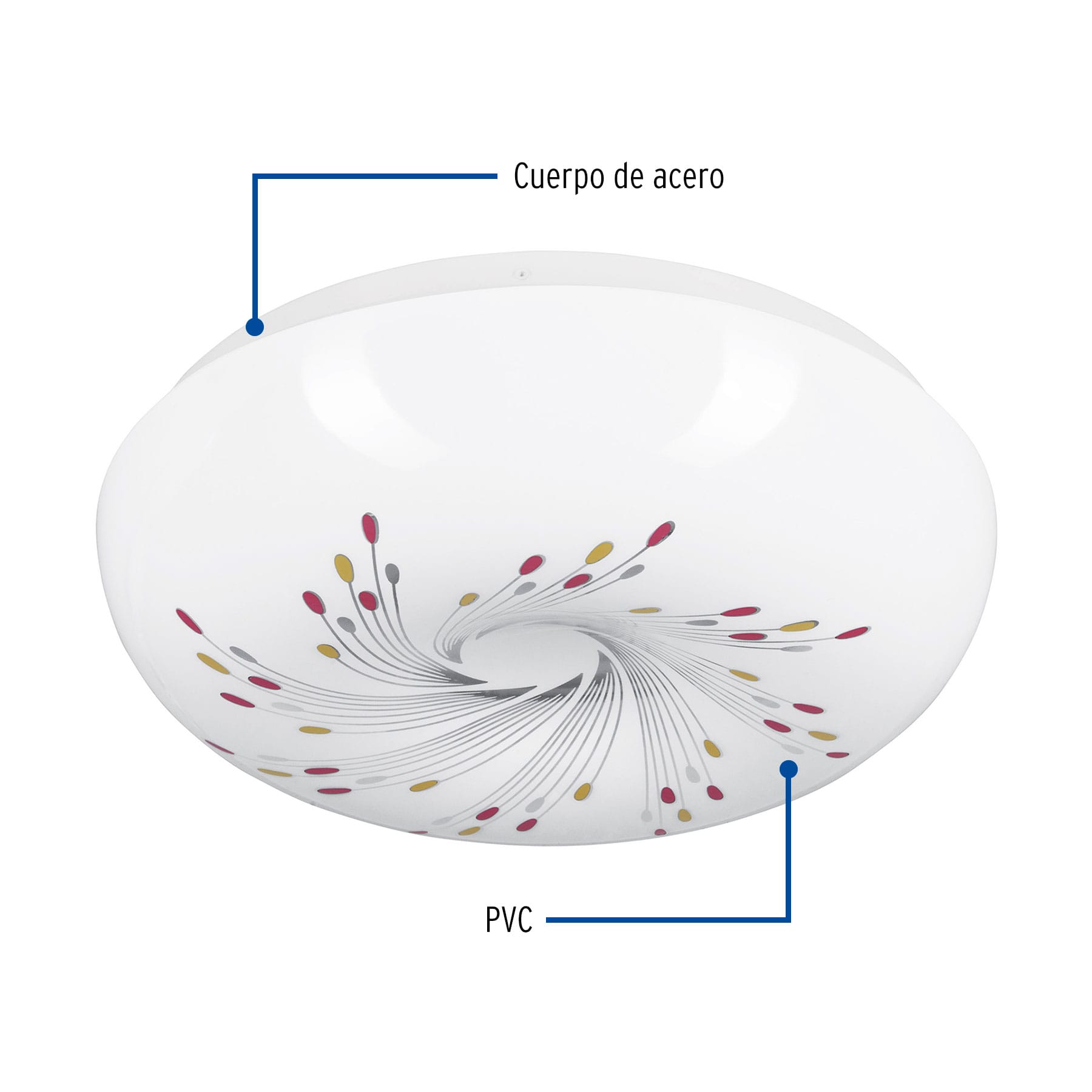 Plafón redondo, decorativo, diseño de espirales, 18 W, LED