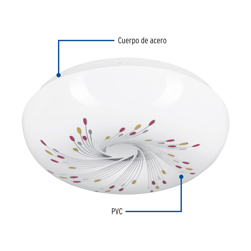 Plafón redondo, decorativo, diseño de espirales, 18 W, LED