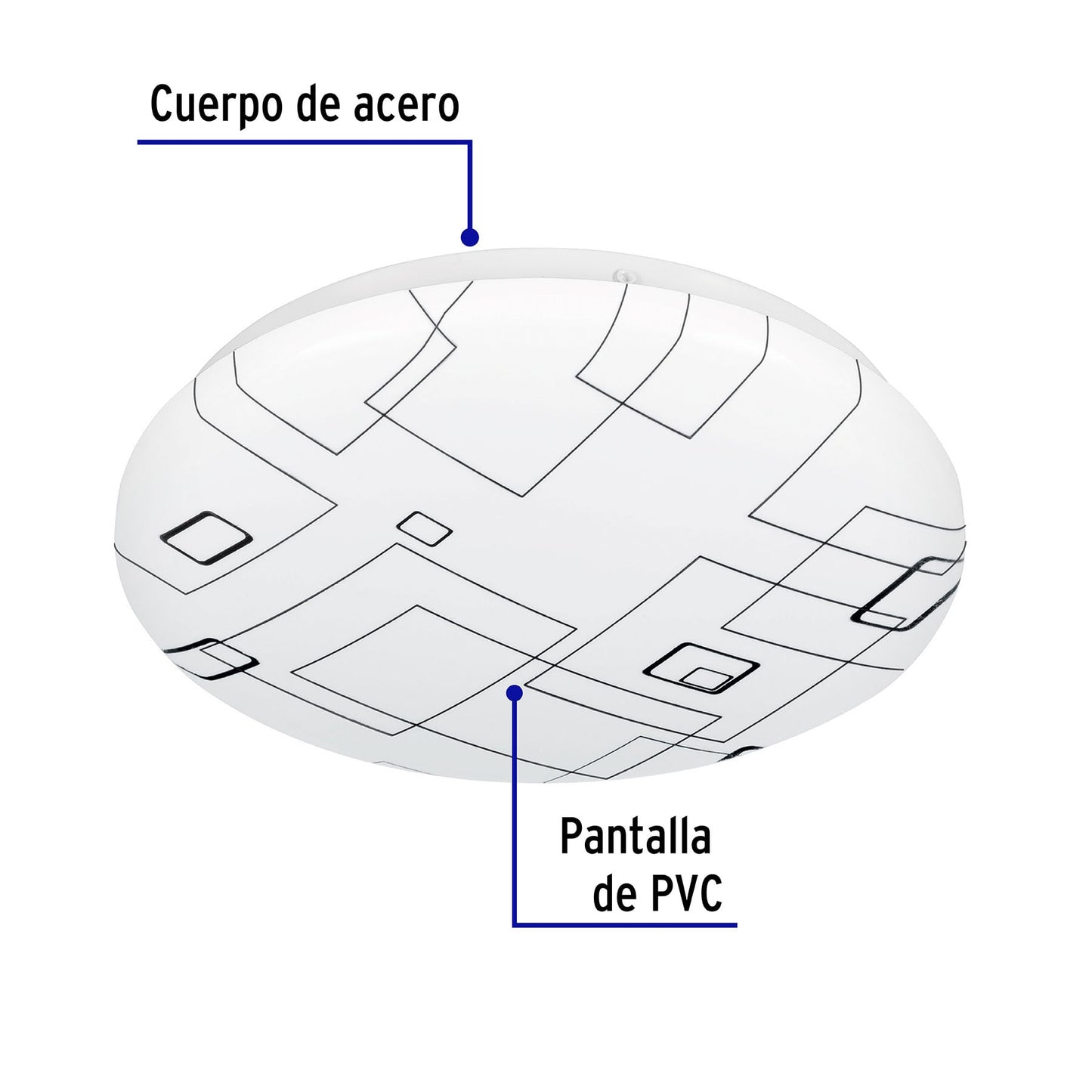 Plafón redondo, decorativo, diseño de cuadros, 8 W, LED