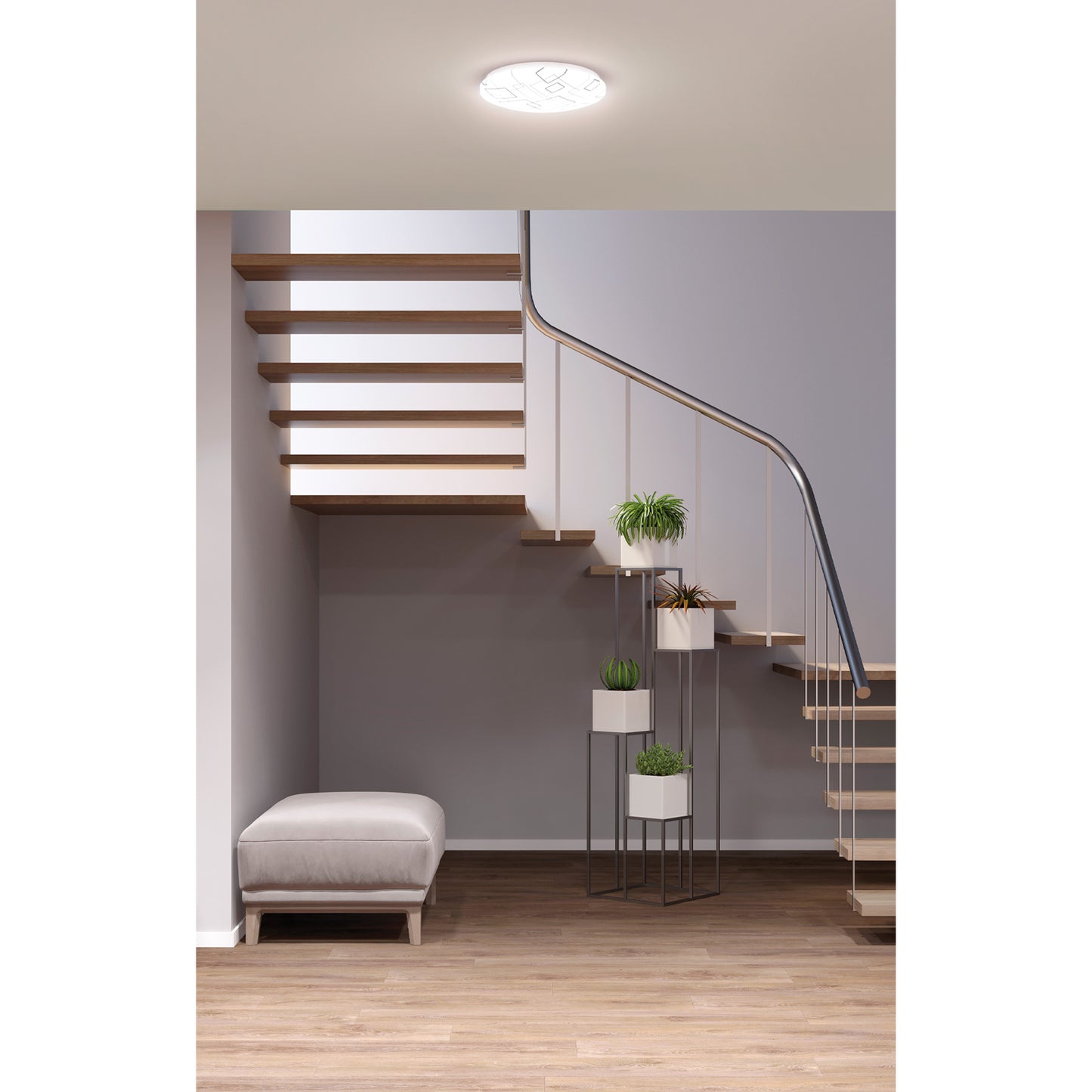 Plafón redondo, decorativo, diseño de cuadros, 18 W, LED