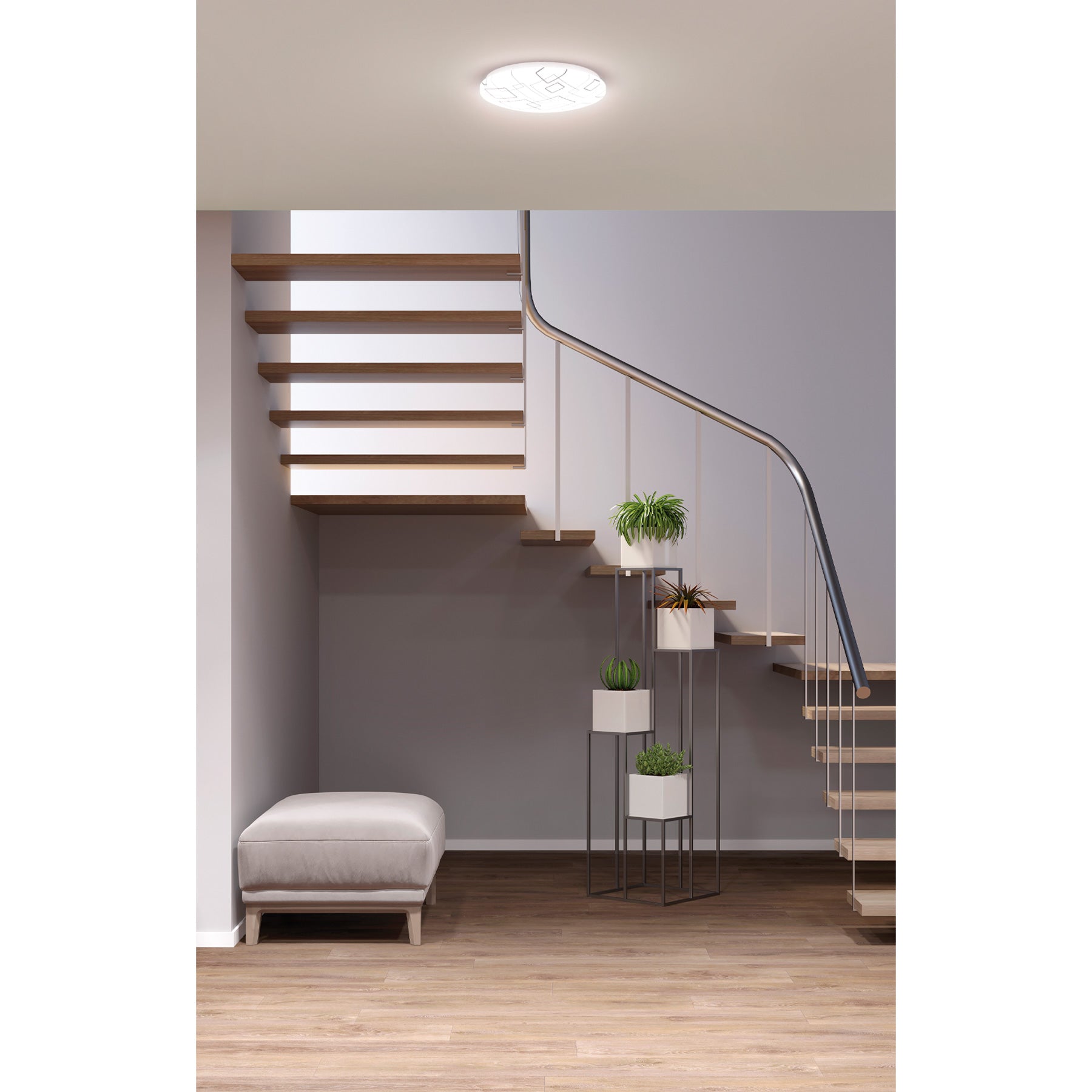Plafón redondo, decorativo, diseño de cuadros, 18 W, LED