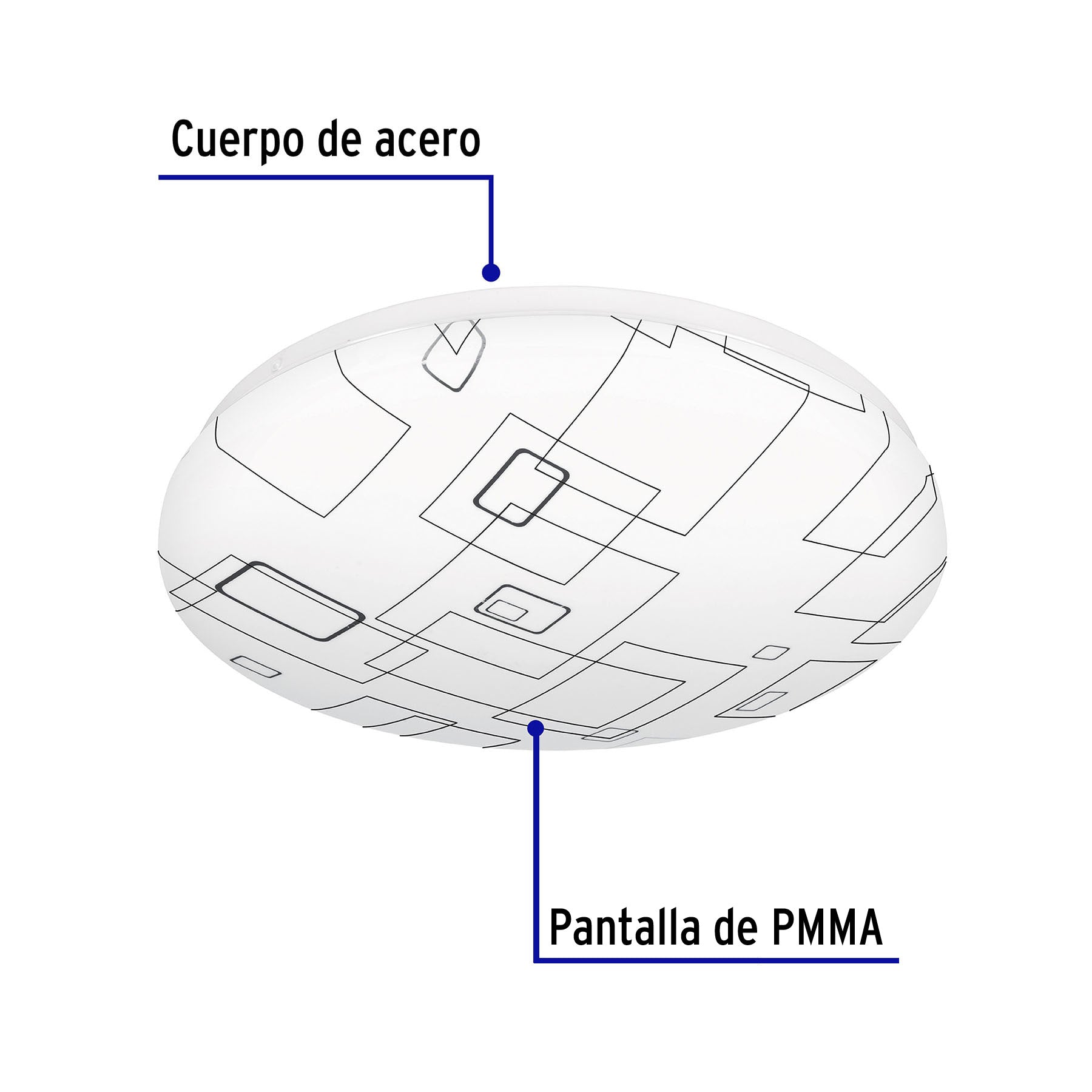 Plafón redondo, decorativo, diseño de cuadros, 18 W, LED
